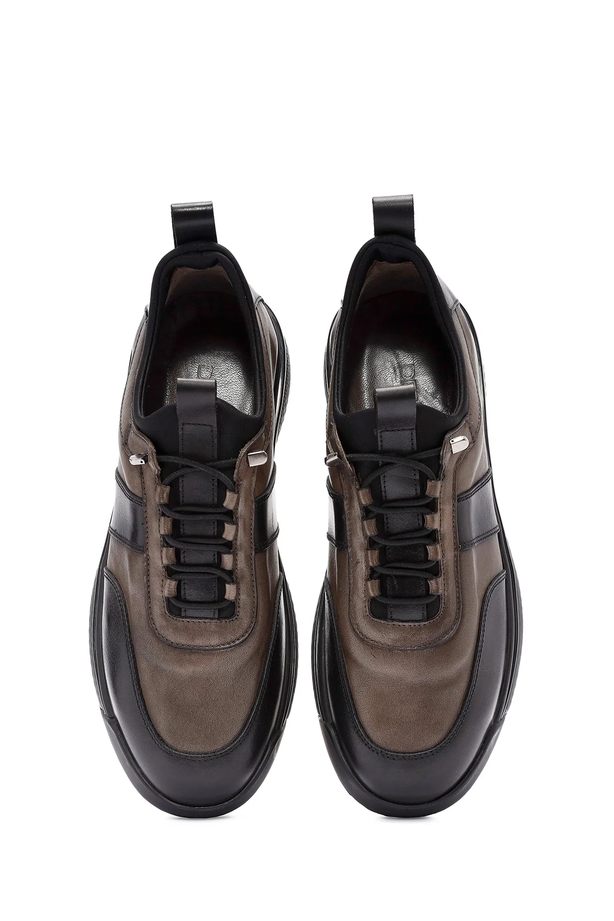 Erkek Siyah Bağcıklı Deri Sneaker - Image 7