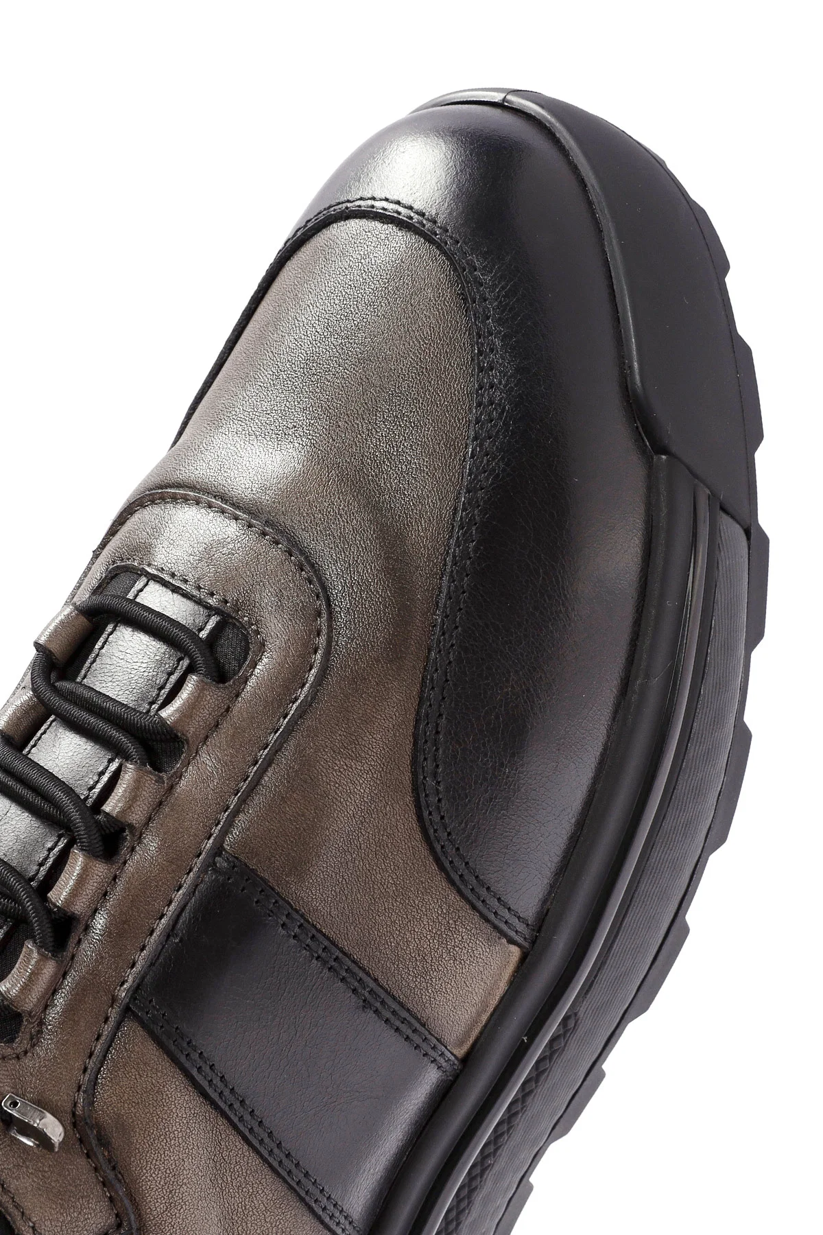 Erkek Siyah Bağcıklı Deri Sneaker - Image 9