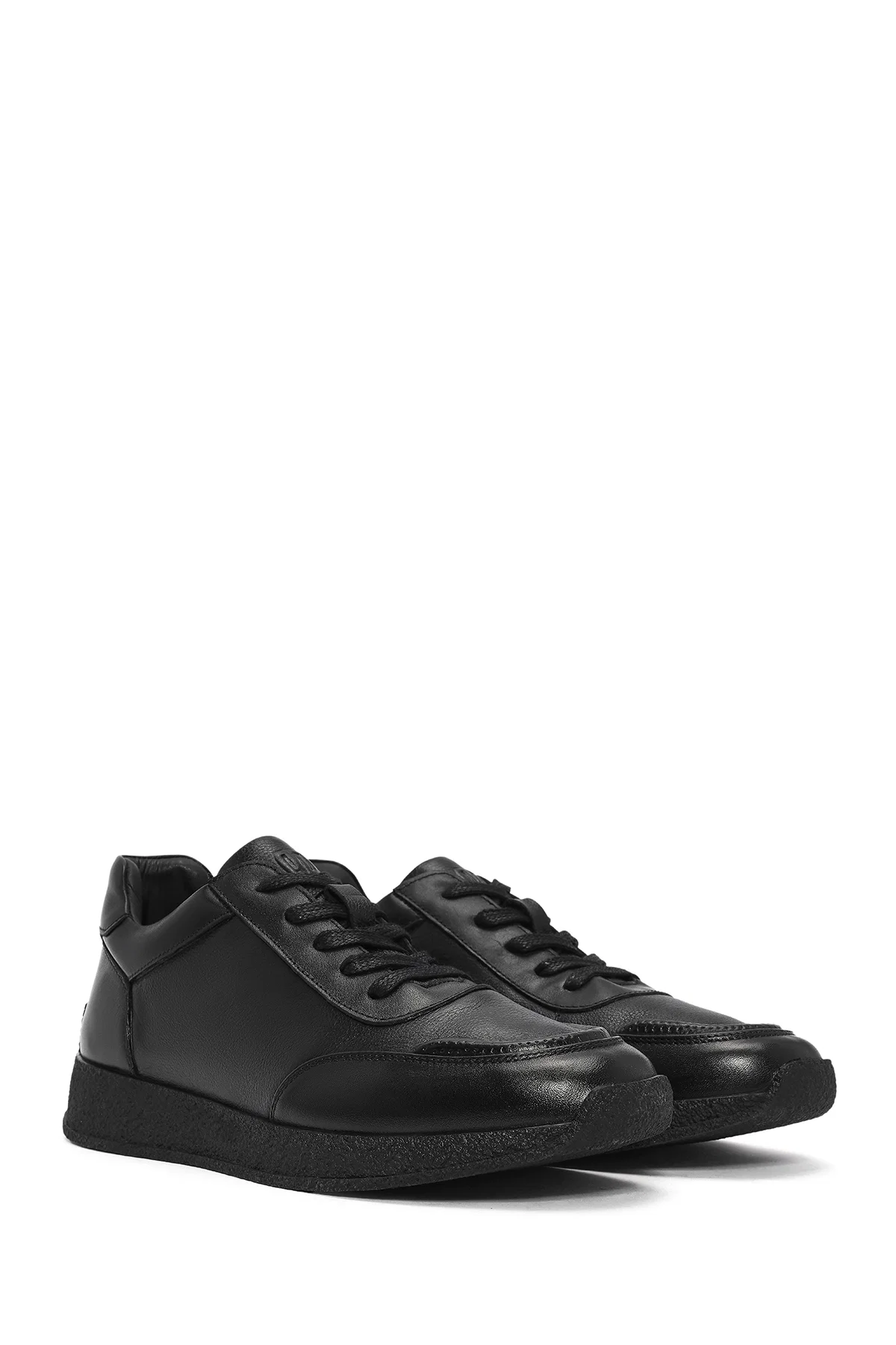 Erkek Siyah Bağcıklı Deri Sneaker - Image 3