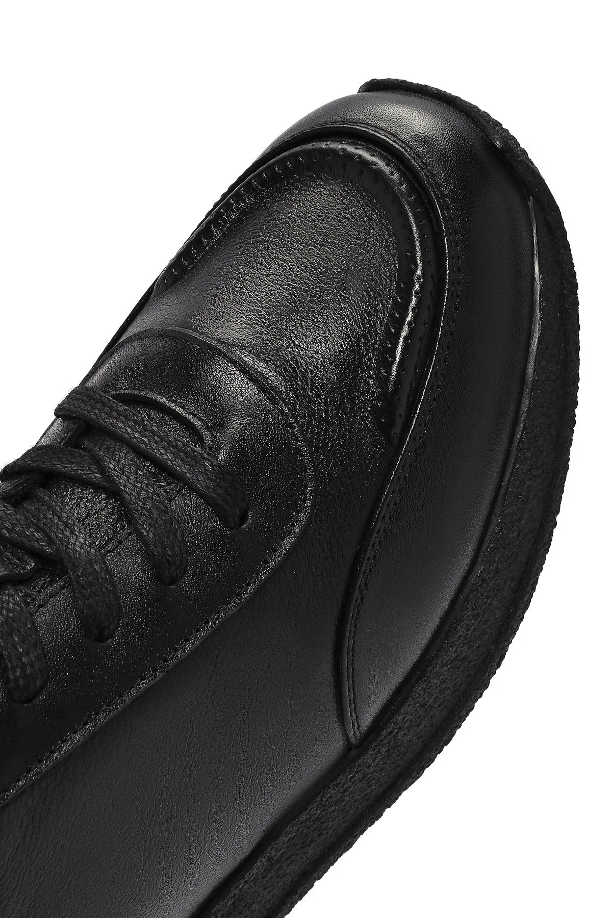 Erkek Siyah Bağcıklı Deri Sneaker - Image 9
