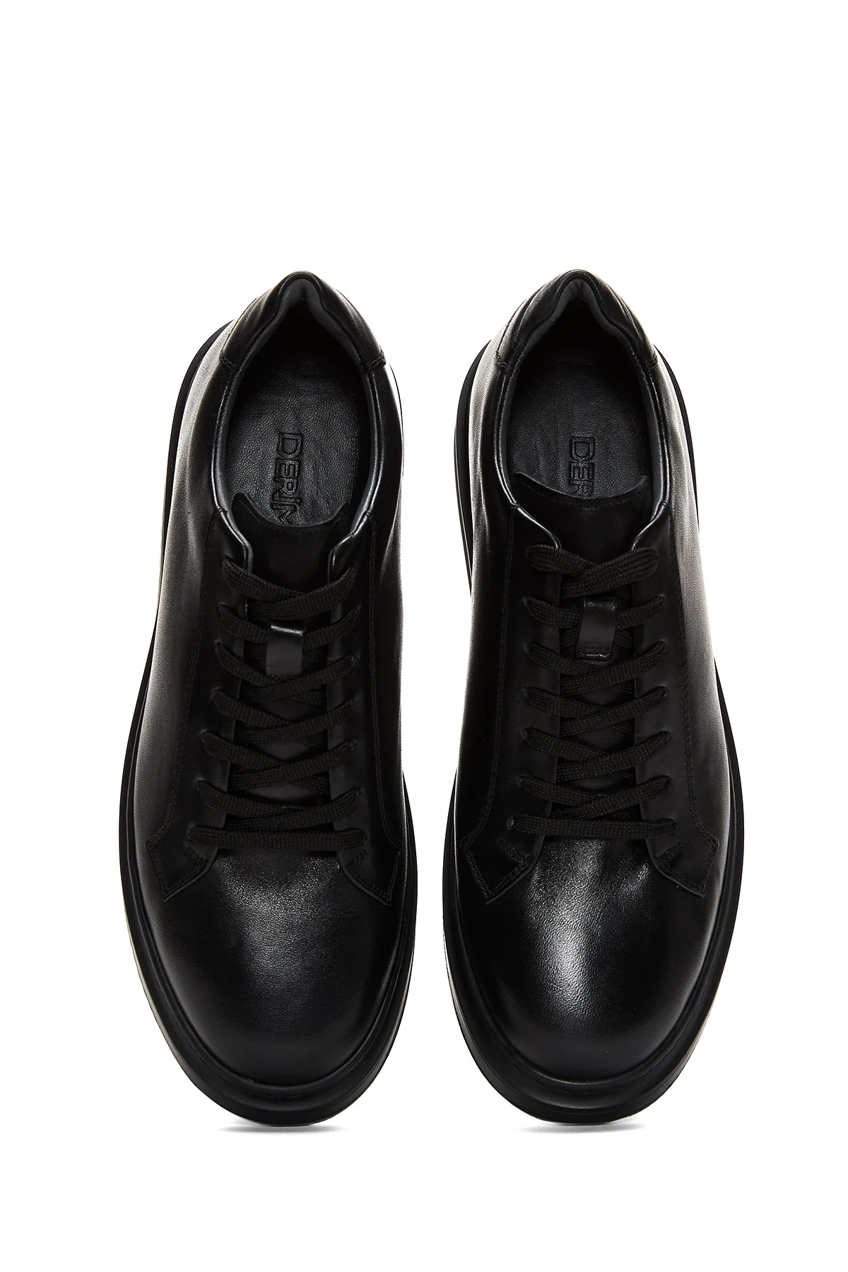 Erkek Siyah Bağcıklı Deri Sneaker - Image 6