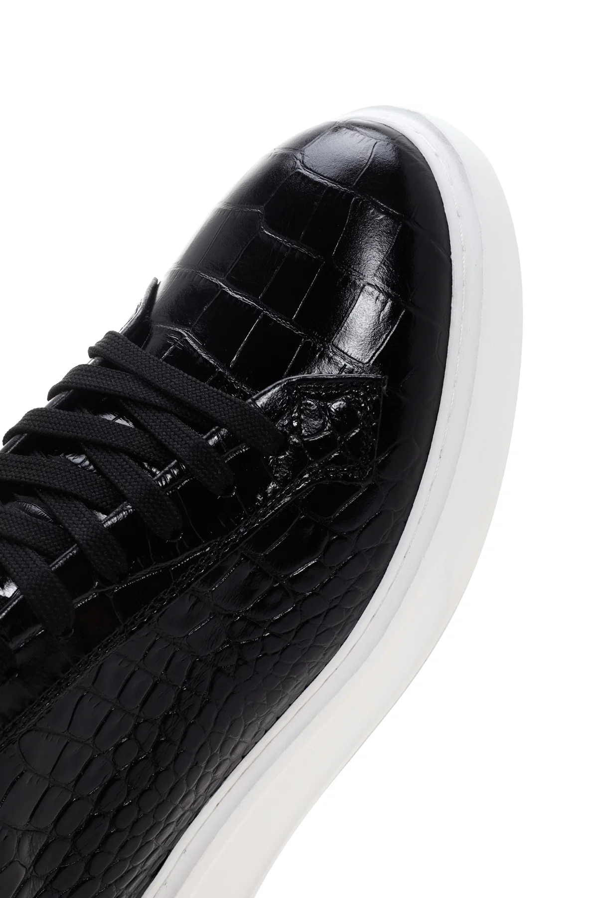 Erkek Siyah Bağcıklı Deri Sneaker - Image 9