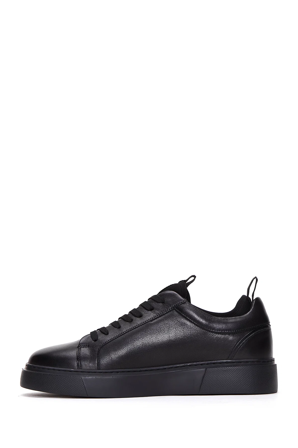 Erkek Siyah Bağcıklı Deri Sneaker - Image 2