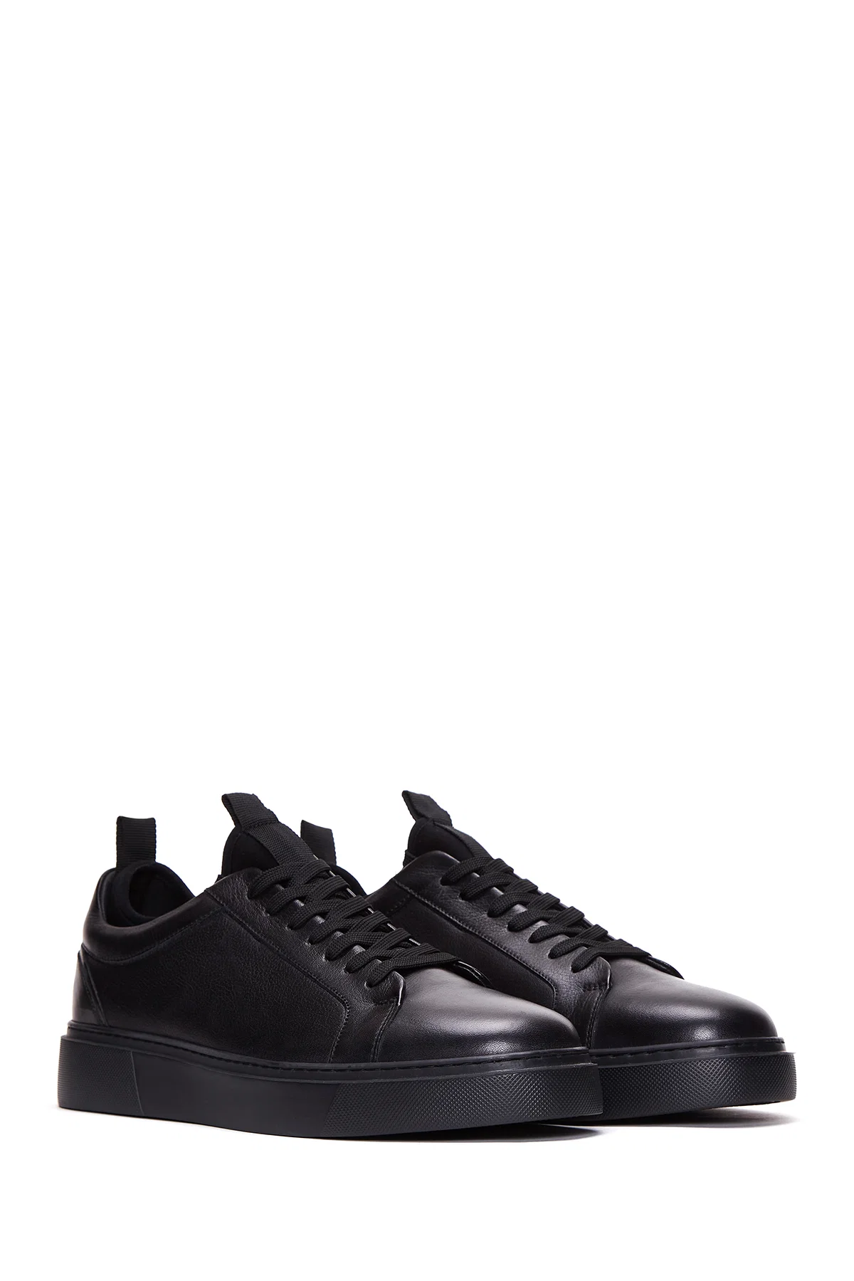 Erkek Siyah Bağcıklı Deri Sneaker - Image 3