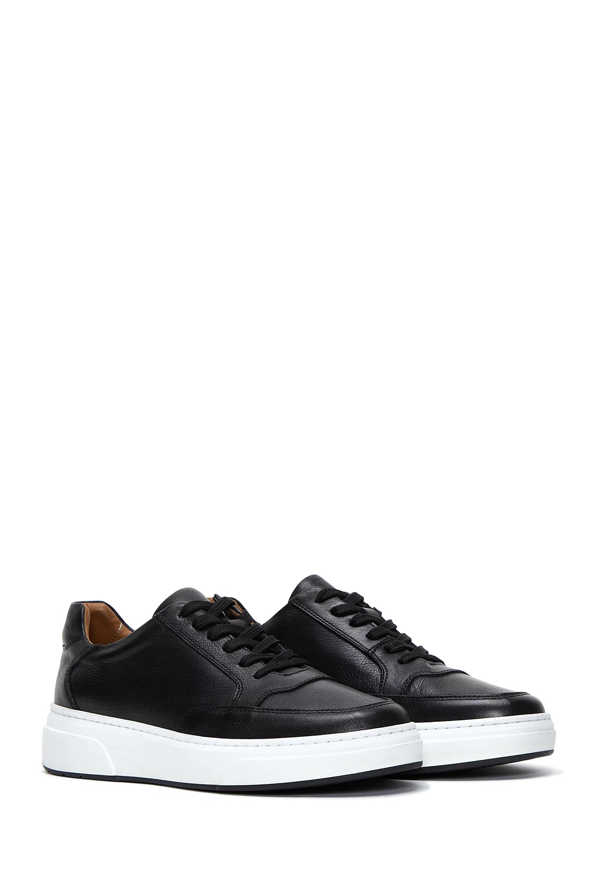 Erkek Siyah Bağcıklı Deri Sneaker - Image 3