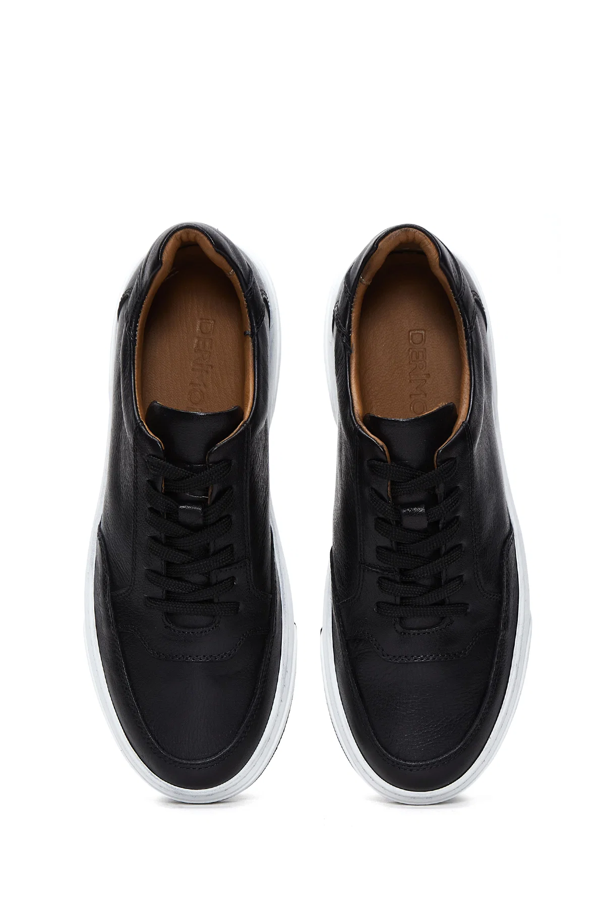 Erkek Siyah Bağcıklı Deri Sneaker - Image 6