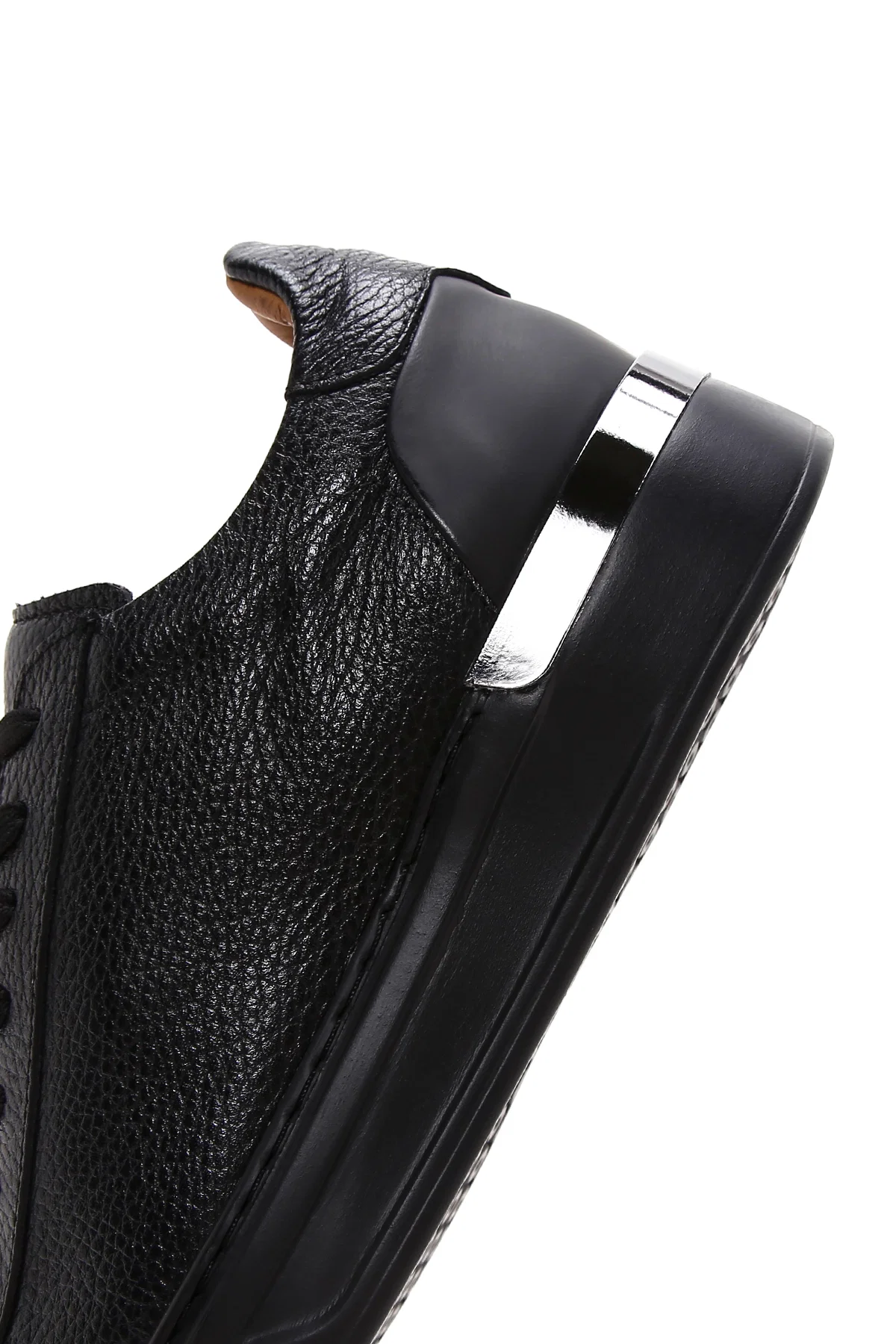 Erkek Siyah Bağcıklı Deri Sneaker - Image 7