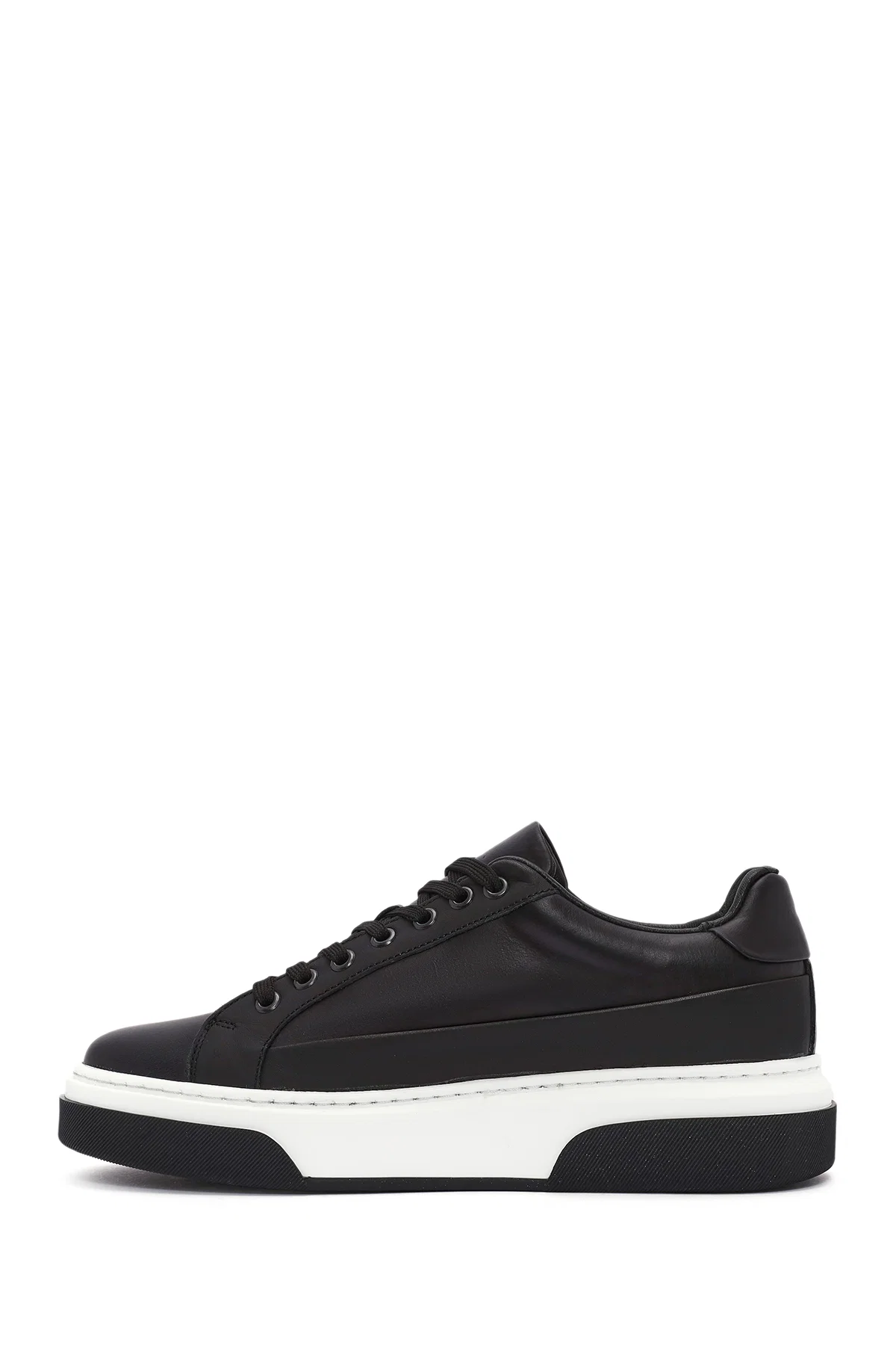 Erkek Siyah Bağcıklı Deri Sneaker - Image 2
