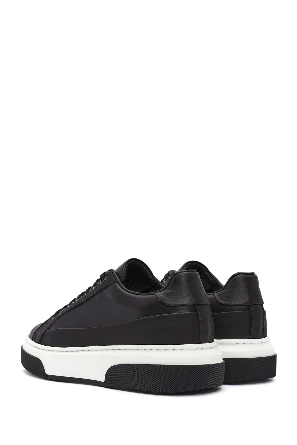 Erkek Siyah Bağcıklı Deri Sneaker - Image 5