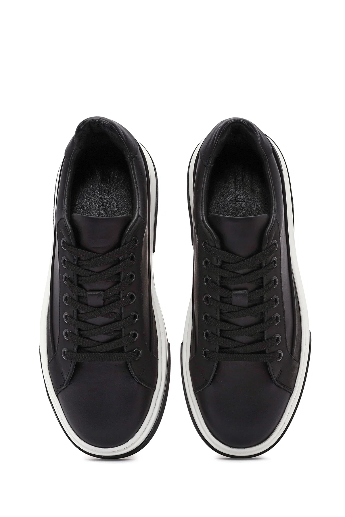 Erkek Siyah Bağcıklı Deri Sneaker - Image 7