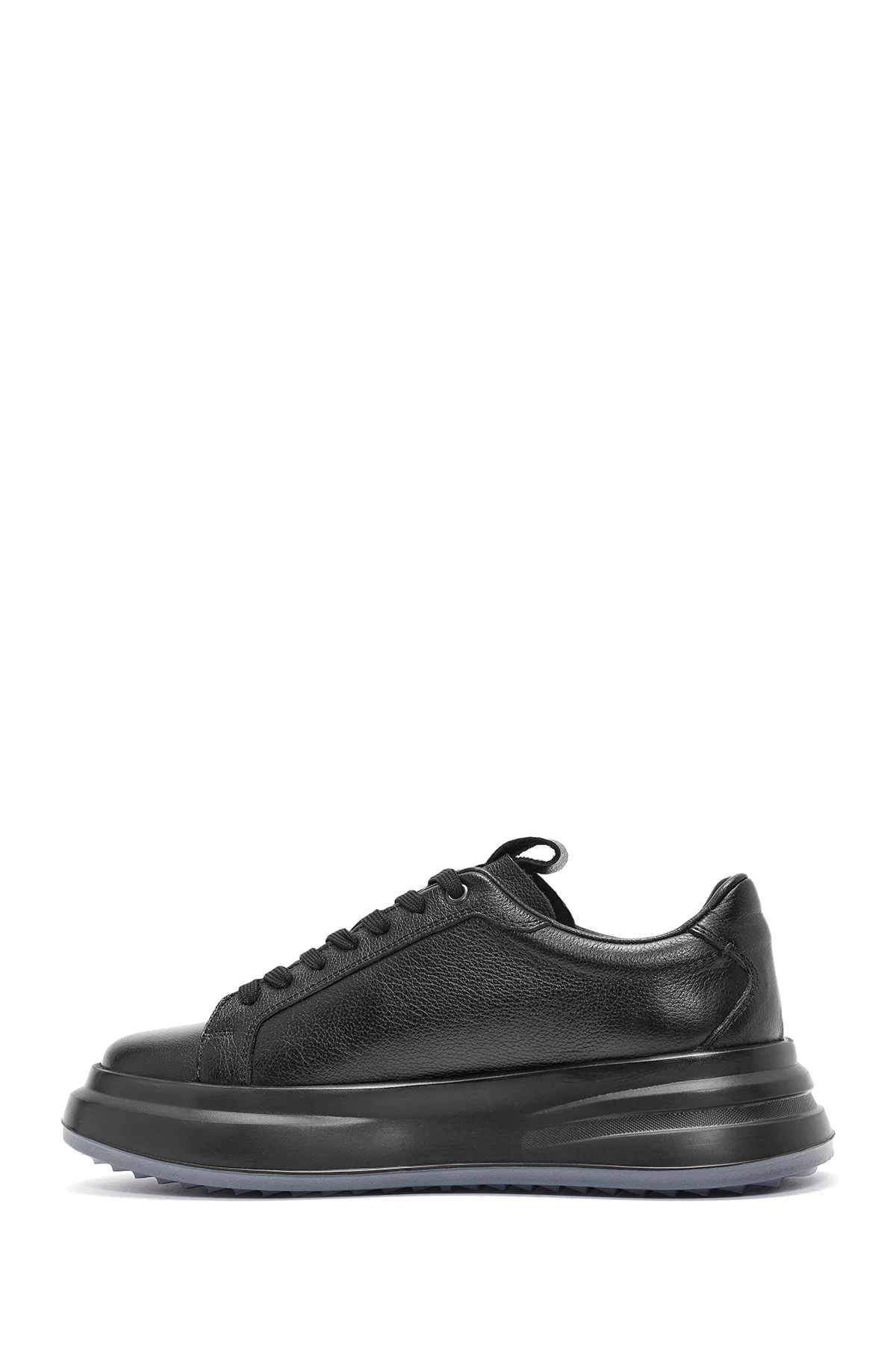 Erkek Siyah Bağcıklı Deri Sneaker - Image 2