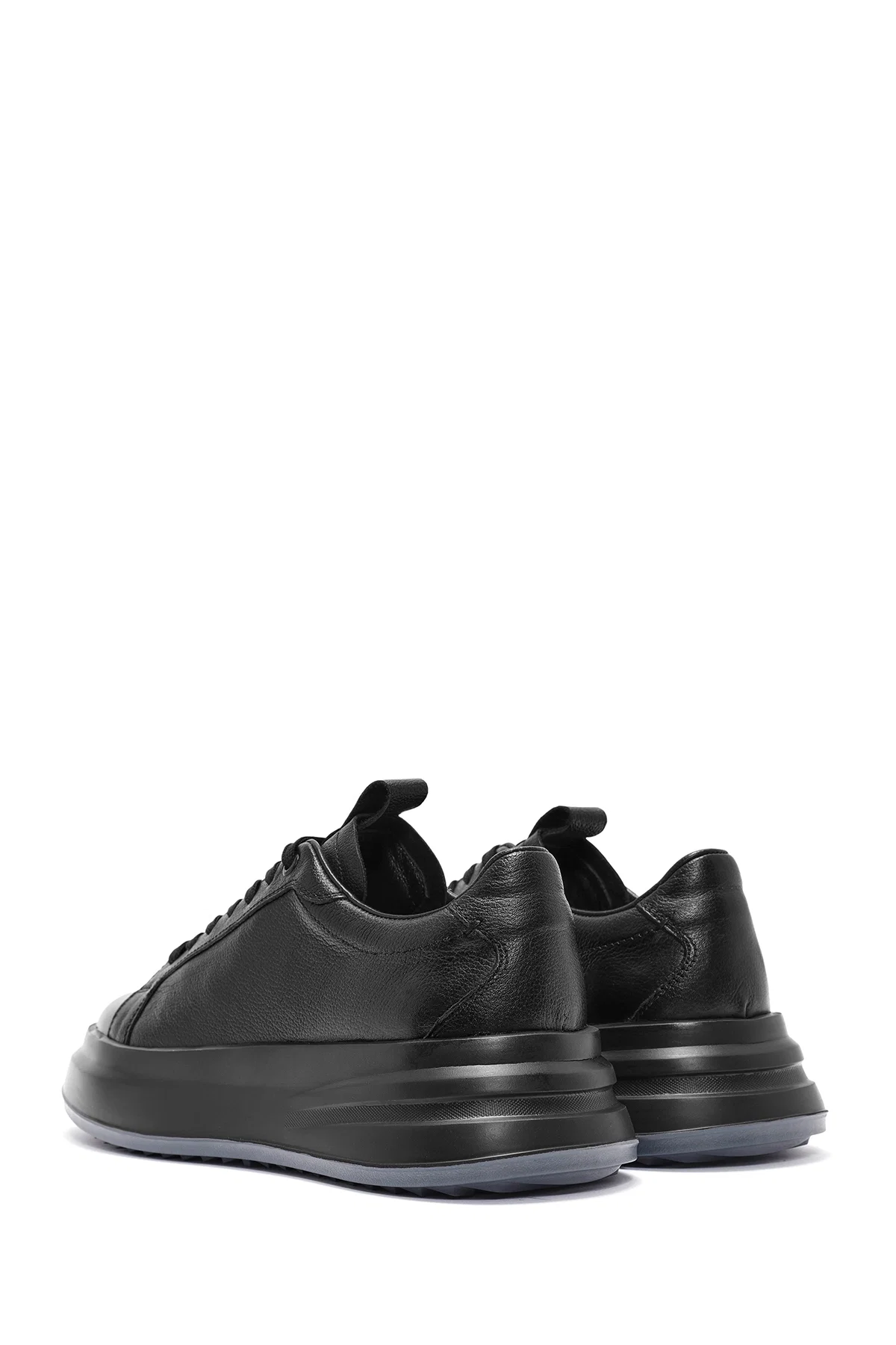 Erkek Siyah Bağcıklı Deri Sneaker - Image 5
