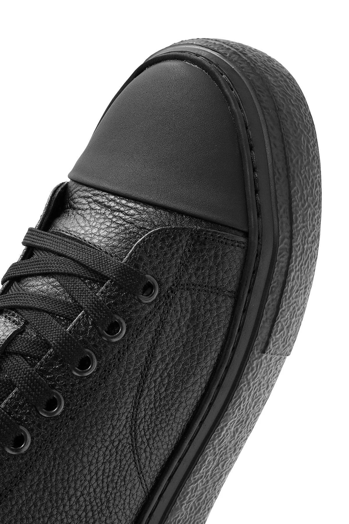 Erkek Siyah Bağcıklı Deri Sneaker - Image 9