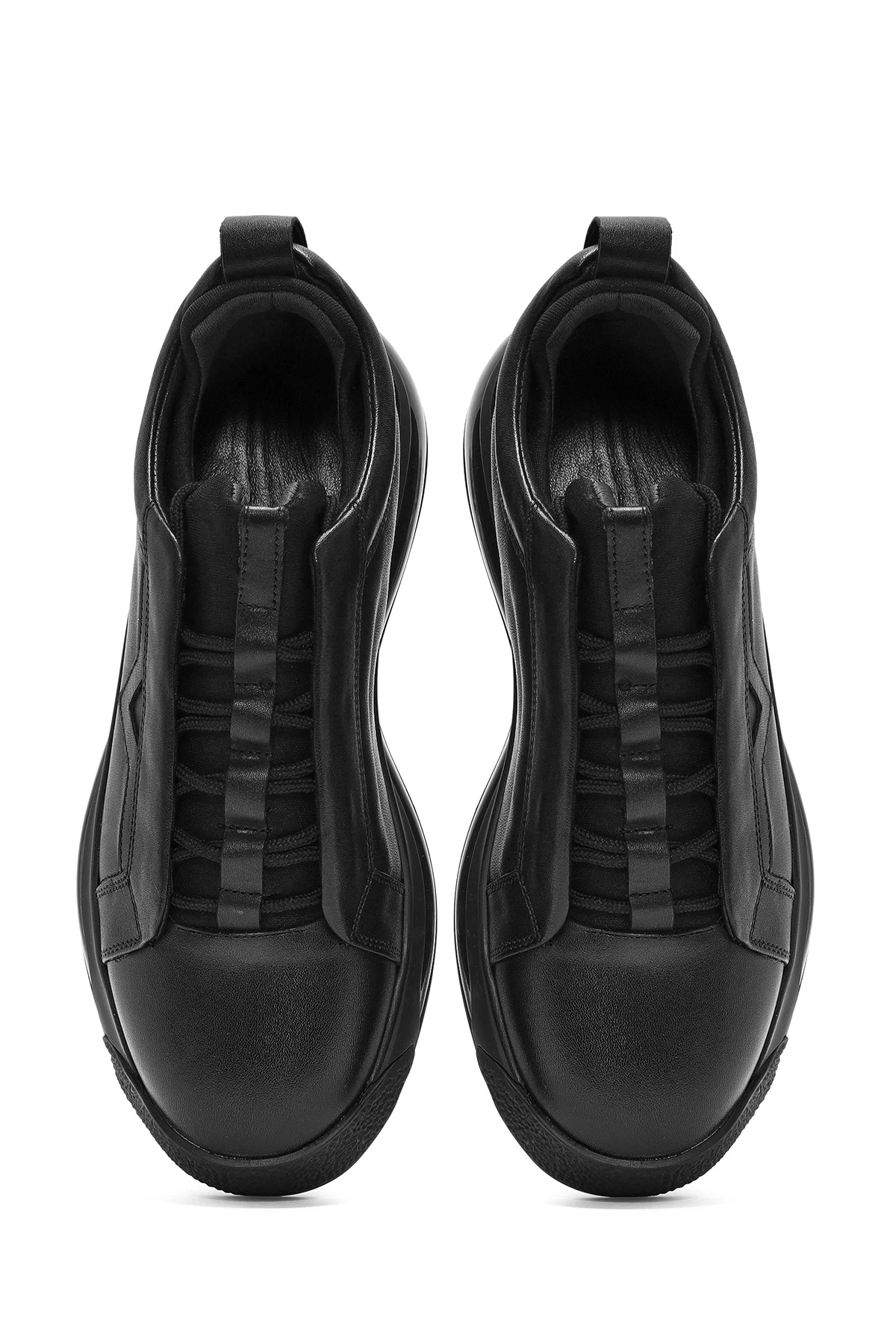 Erkek Siyah Bağcıklı Deri Sneaker - Image 7