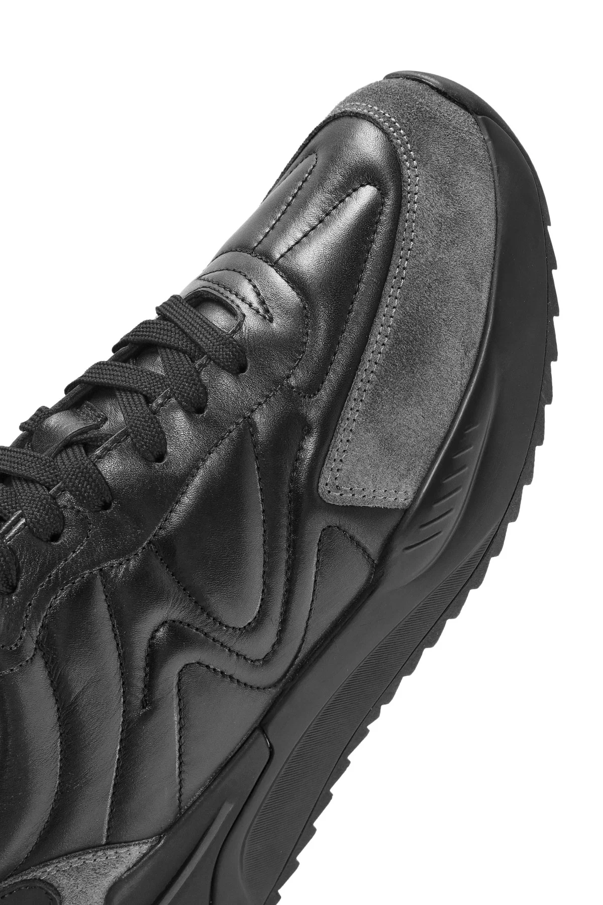 Erkek Siyah Bağcıklı Deri Sneaker - Image 10