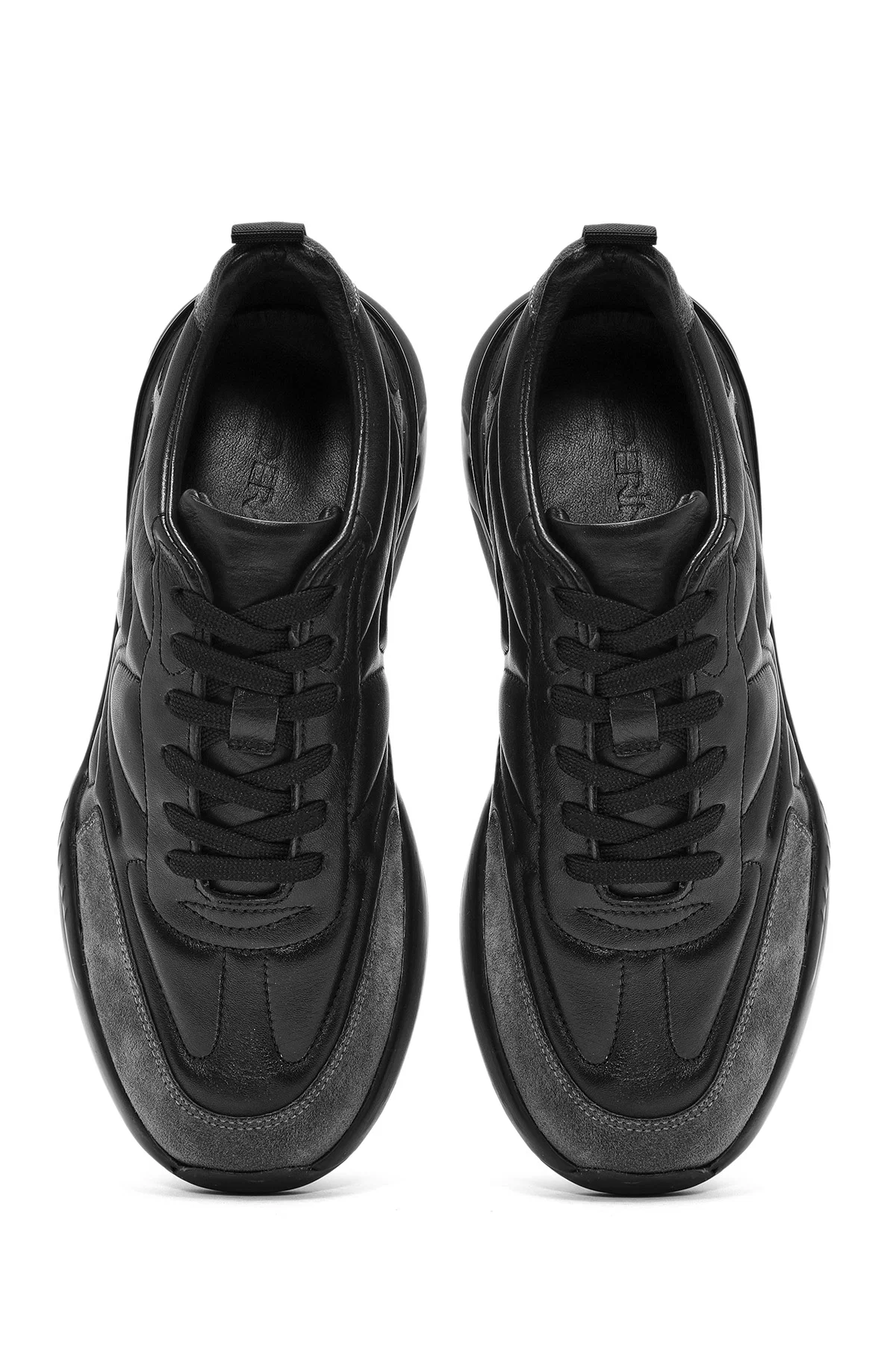 Erkek Siyah Bağcıklı Deri Sneaker - Image 7