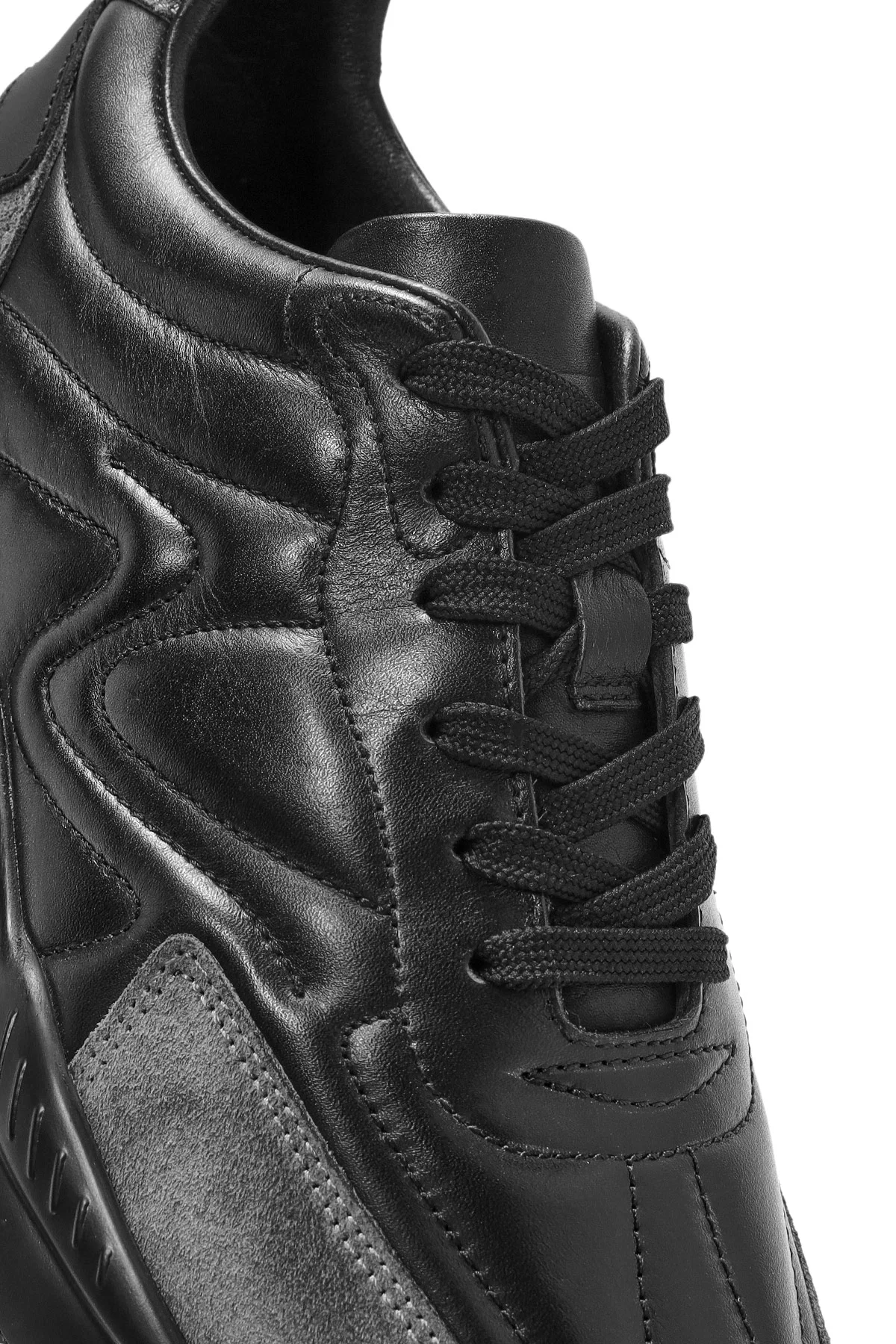 Erkek Siyah Bağcıklı Deri Sneaker - Image 9