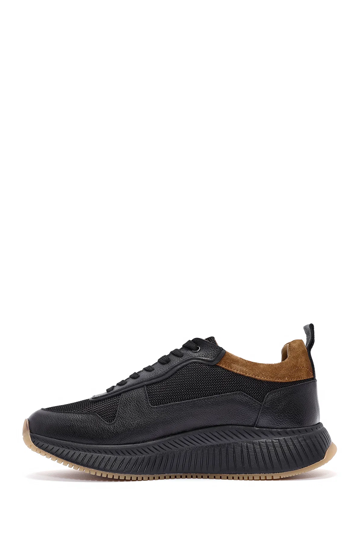 Erkek Siyah Bağcıklı Deri Sneaker - Image 2