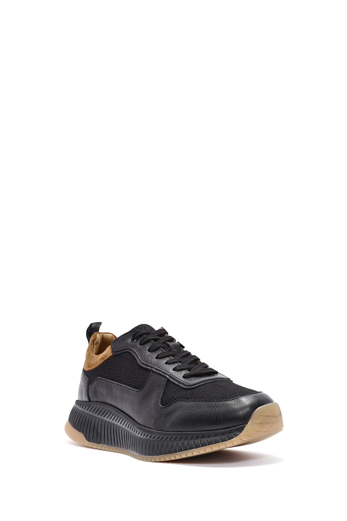 Erkek Siyah Bağcıklı Deri Sneaker - Image 6