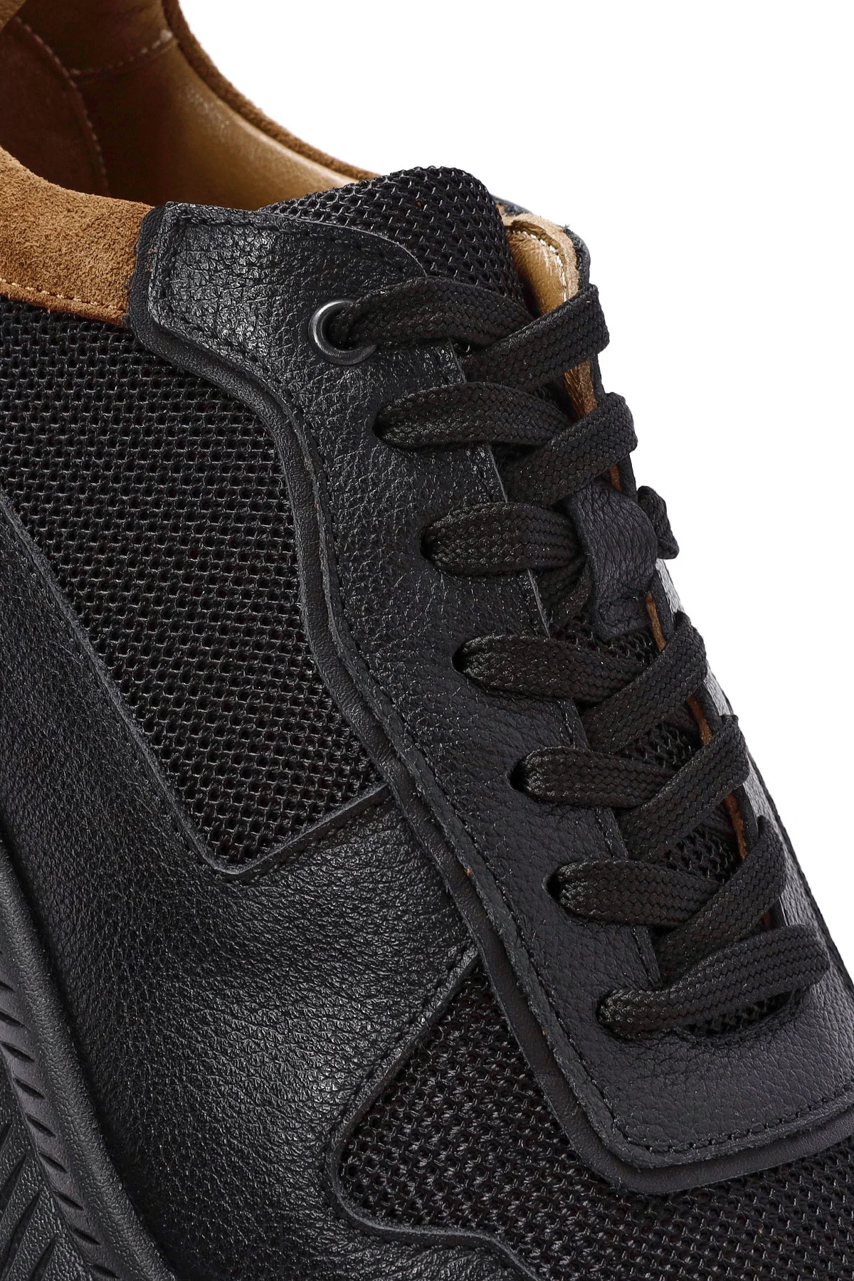 Erkek Siyah Bağcıklı Deri Sneaker - Image 9