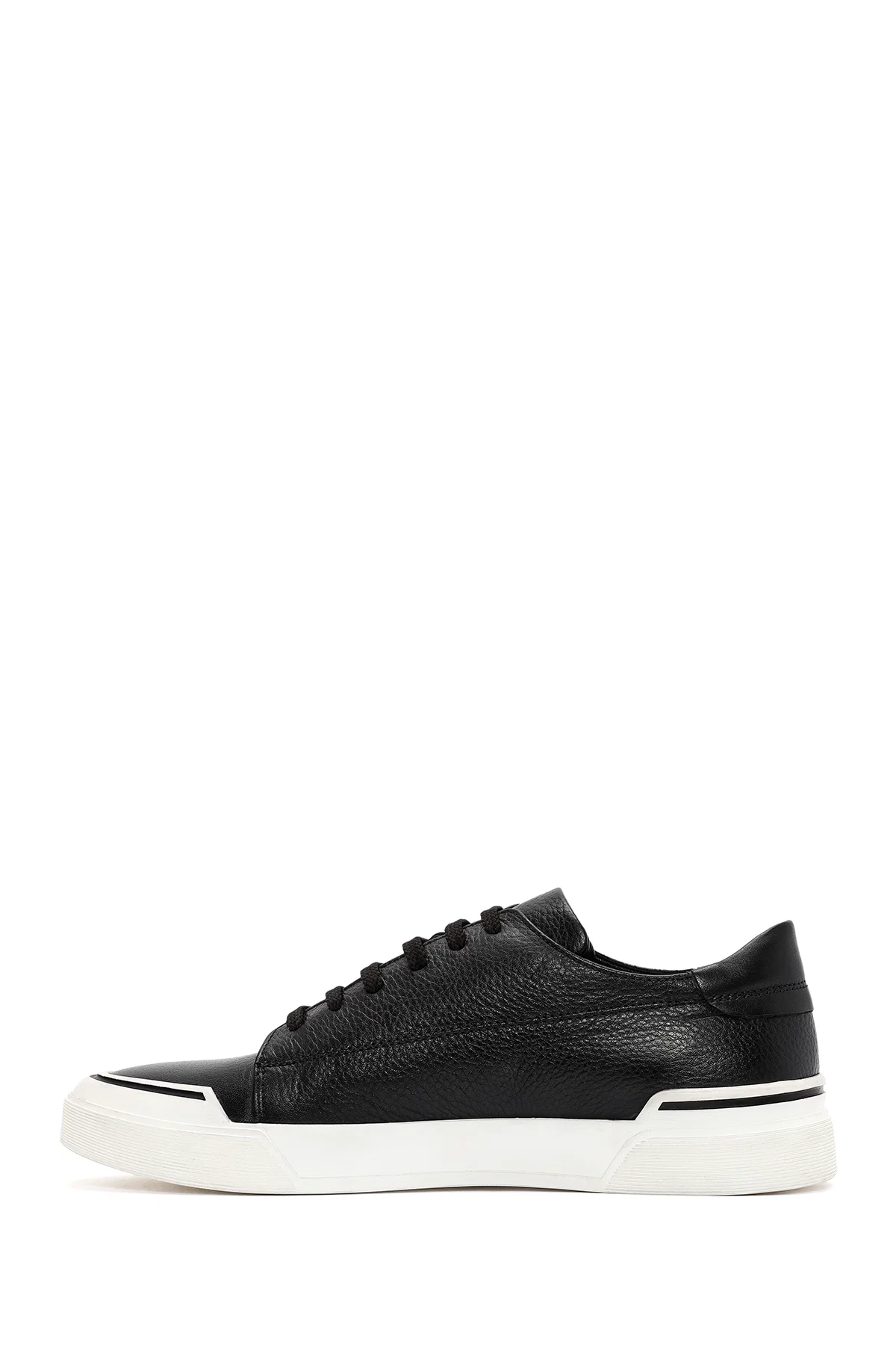 Erkek Siyah Bağcıklı Deri Sneaker - Image 2