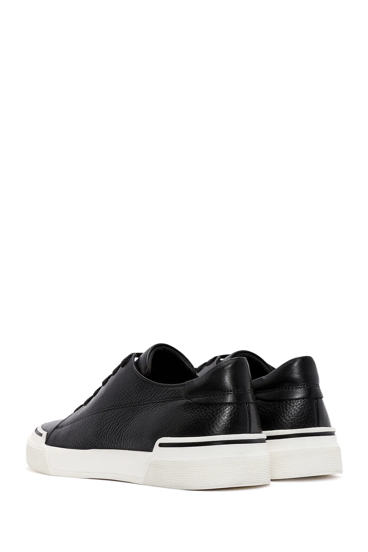 Erkek Siyah Bağcıklı Deri Sneaker - Image 5