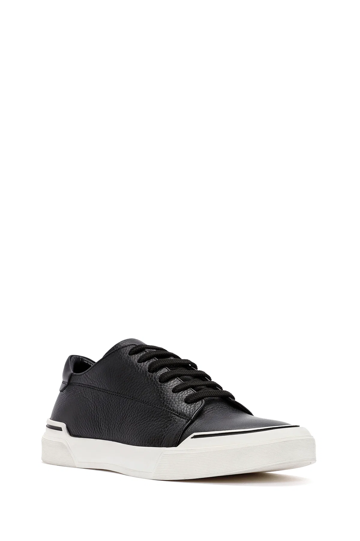 Erkek Siyah Bağcıklı Deri Sneaker - Image 6