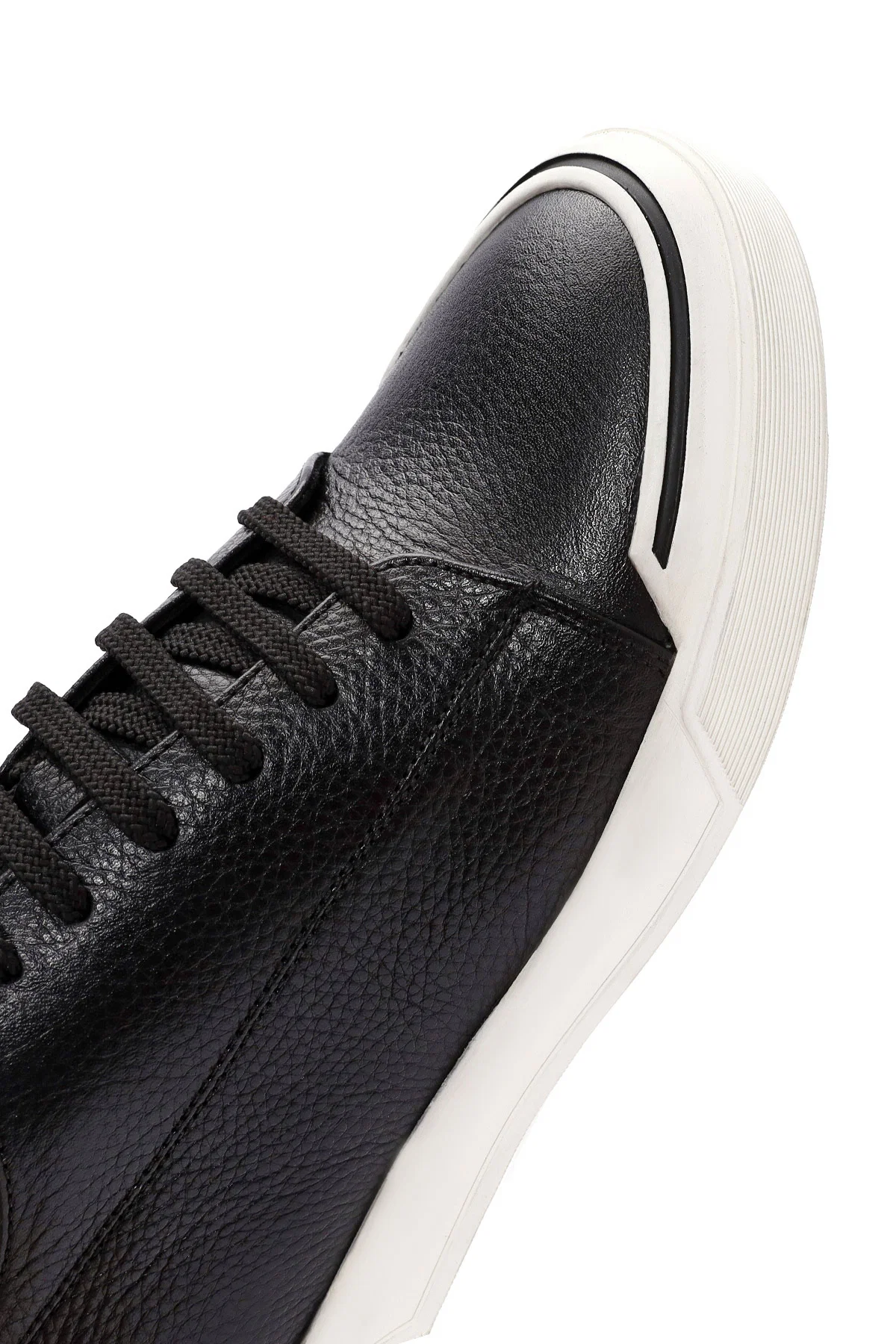 Erkek Siyah Bağcıklı Deri Sneaker - Image 9