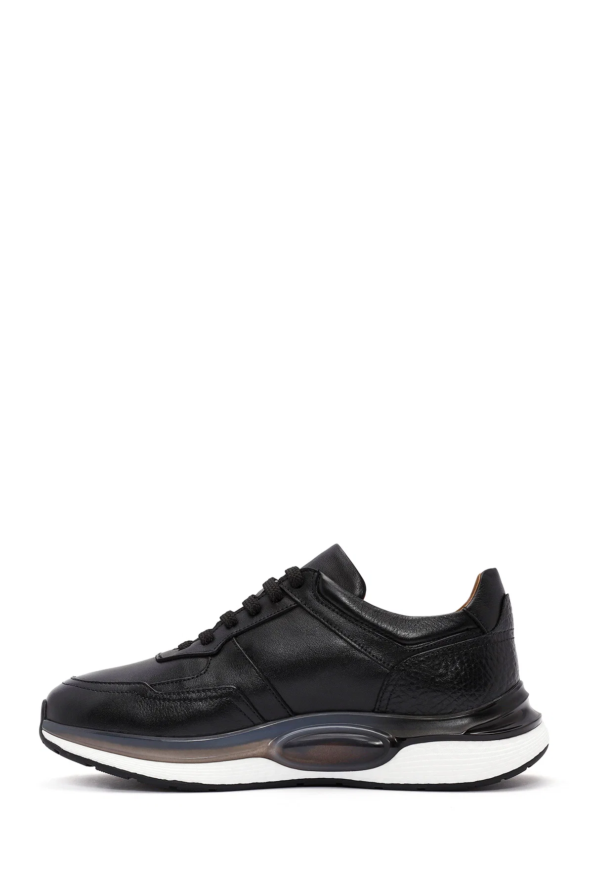 Erkek Siyah Bağcıklı Deri Sneaker - Image 2