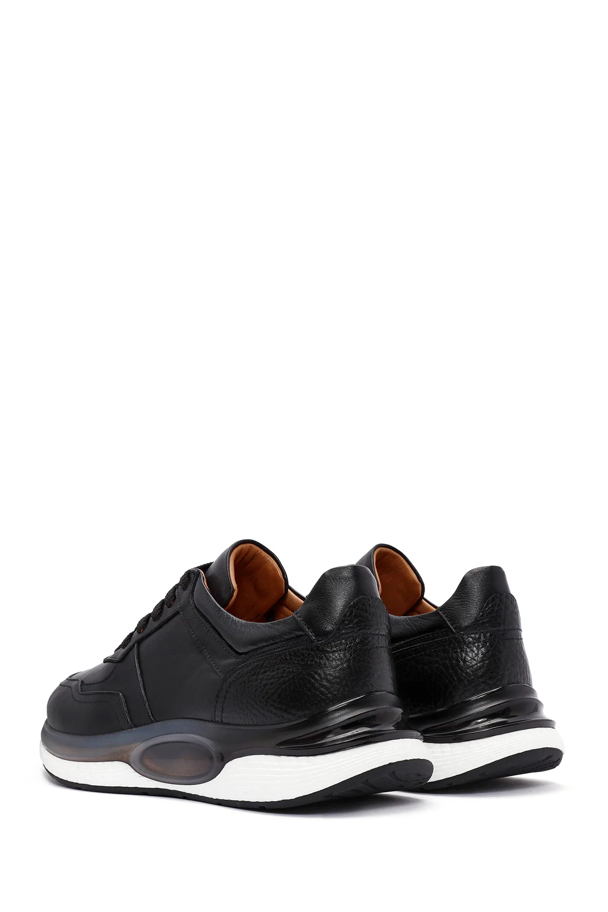 Erkek Siyah Bağcıklı Deri Sneaker - Image 5