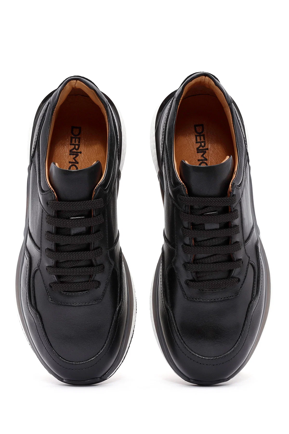 Erkek Siyah Bağcıklı Deri Sneaker - Image 7