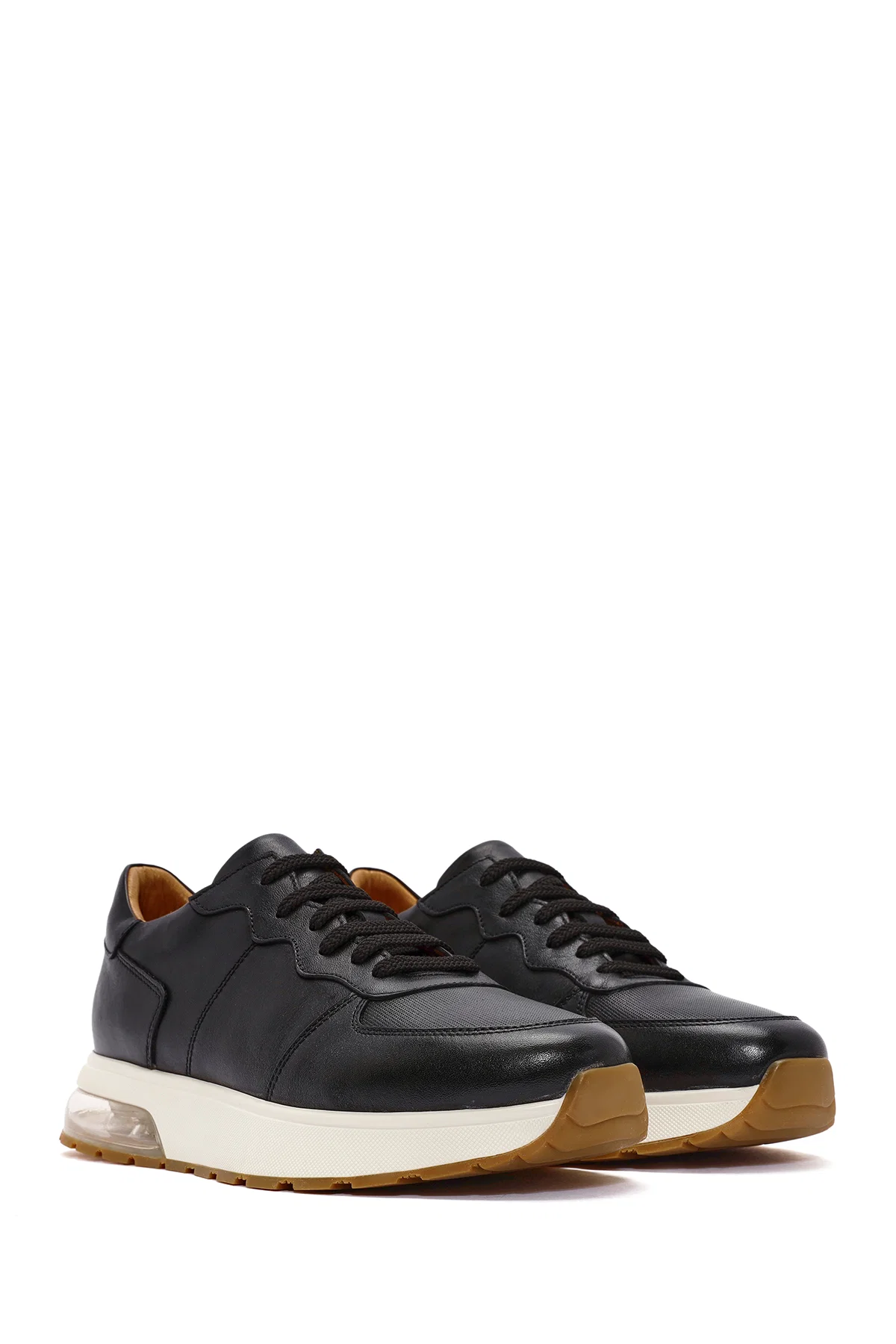 Erkek Siyah Bağcıklı Deri Sneaker - Image 3