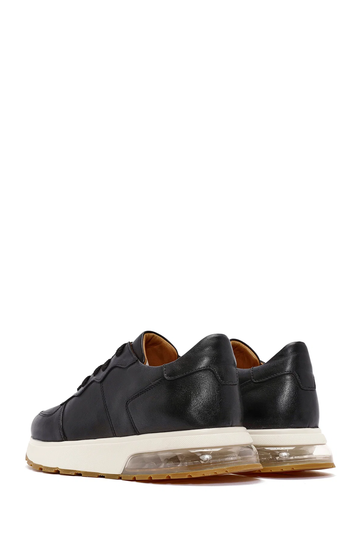 Erkek Siyah Bağcıklı Deri Sneaker - Image 5