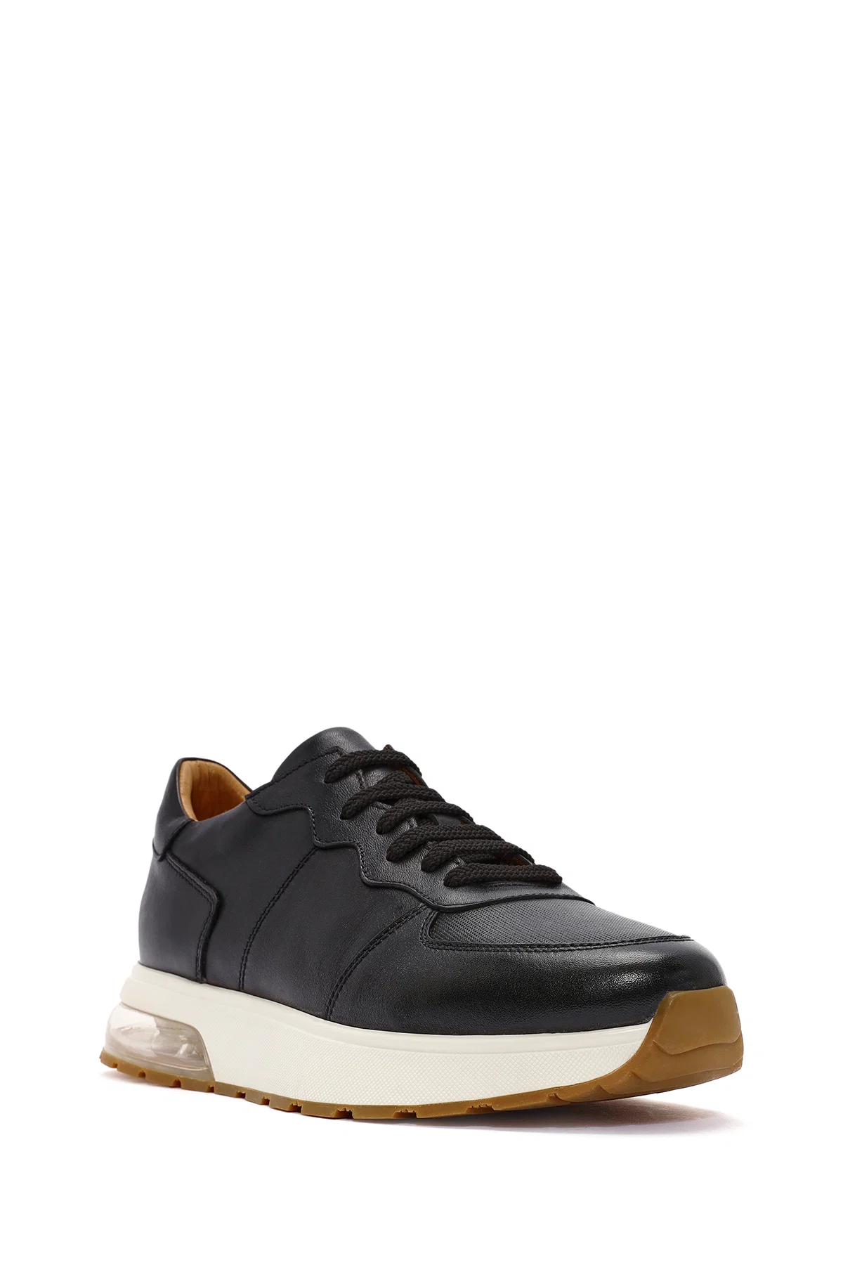 Erkek Siyah Bağcıklı Deri Sneaker - Image 6