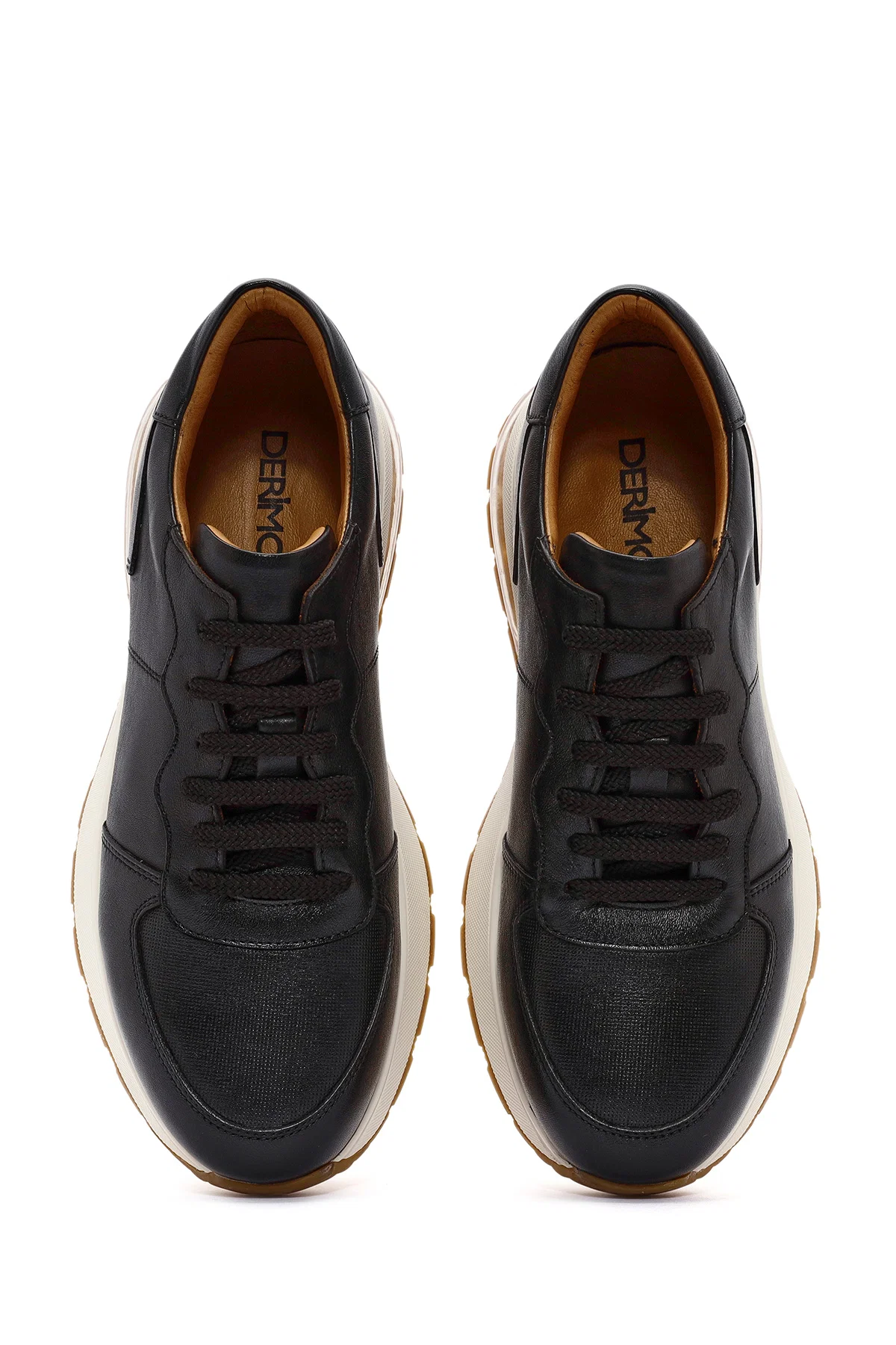 Erkek Siyah Bağcıklı Deri Sneaker - Image 7