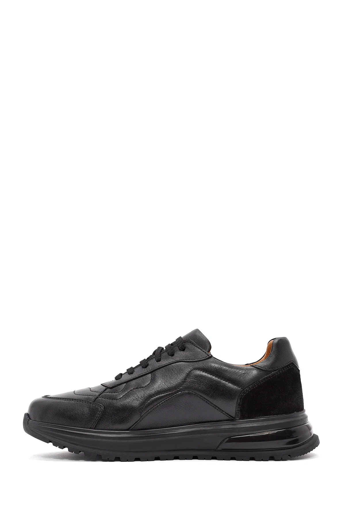 Erkek Siyah Bağcıklı Deri Sneaker - Image 2