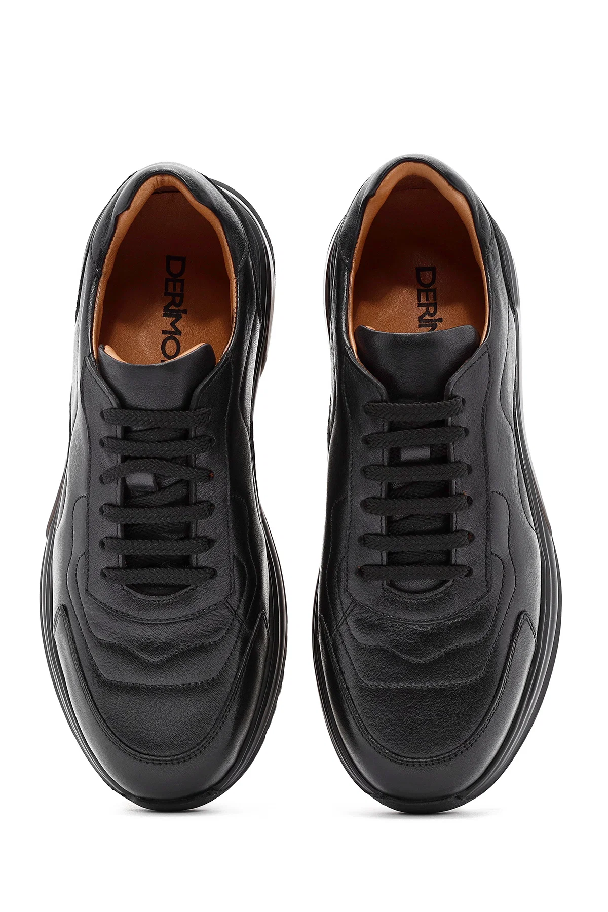 Erkek Siyah Bağcıklı Deri Sneaker - Image 7