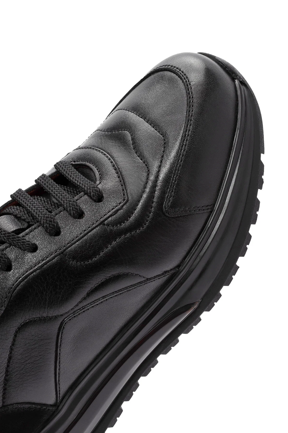 Erkek Siyah Bağcıklı Deri Sneaker - Image 9