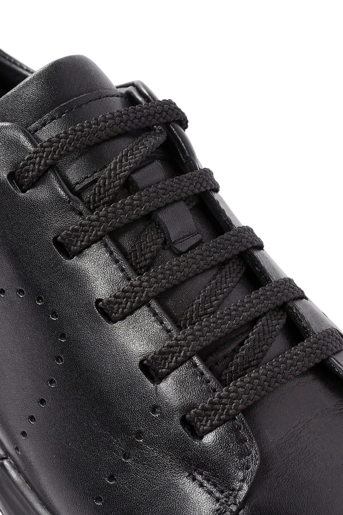 Erkek Siyah Bağcıklı Deri Sneaker - Image 10