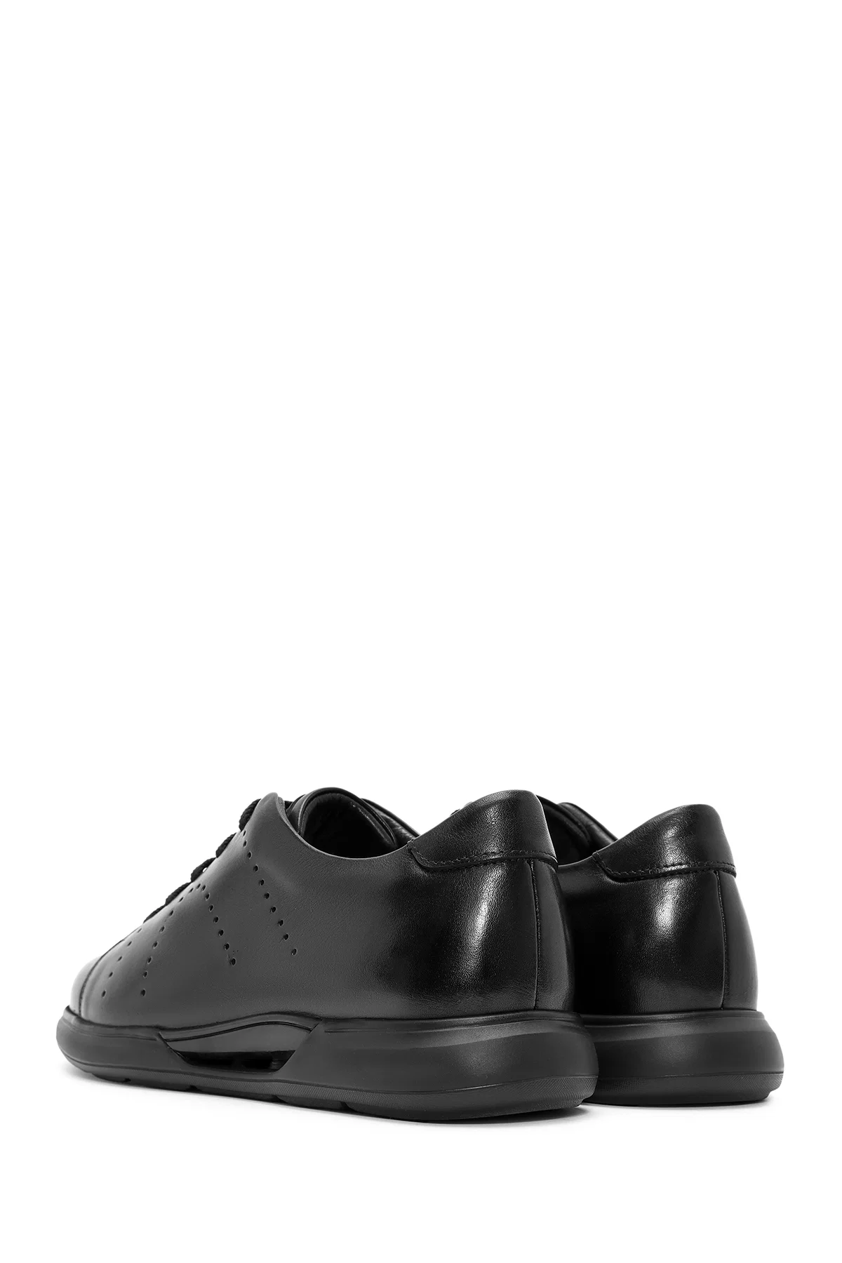 Erkek Siyah Bağcıklı Deri Sneaker - Image 5