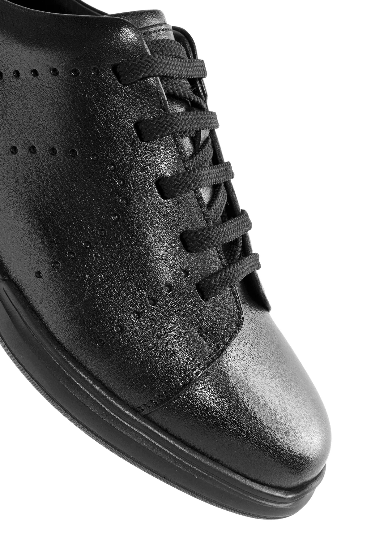 Erkek Siyah Bağcıklı Deri Sneaker - Image 9