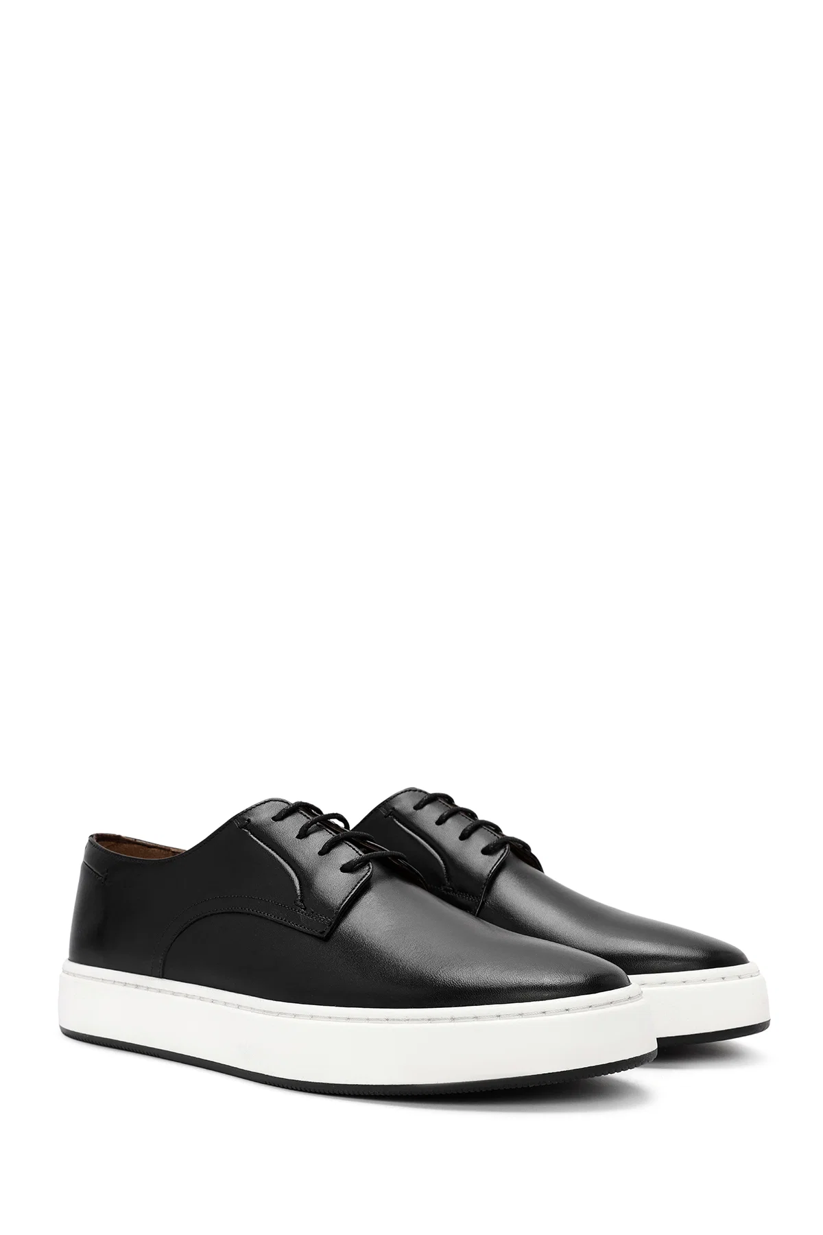 Erkek Siyah Bağcıklı Deri Sneaker - Image 3