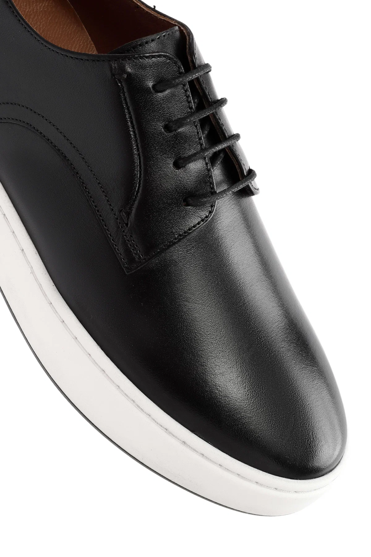 Erkek Siyah Bağcıklı Deri Sneaker - Image 9