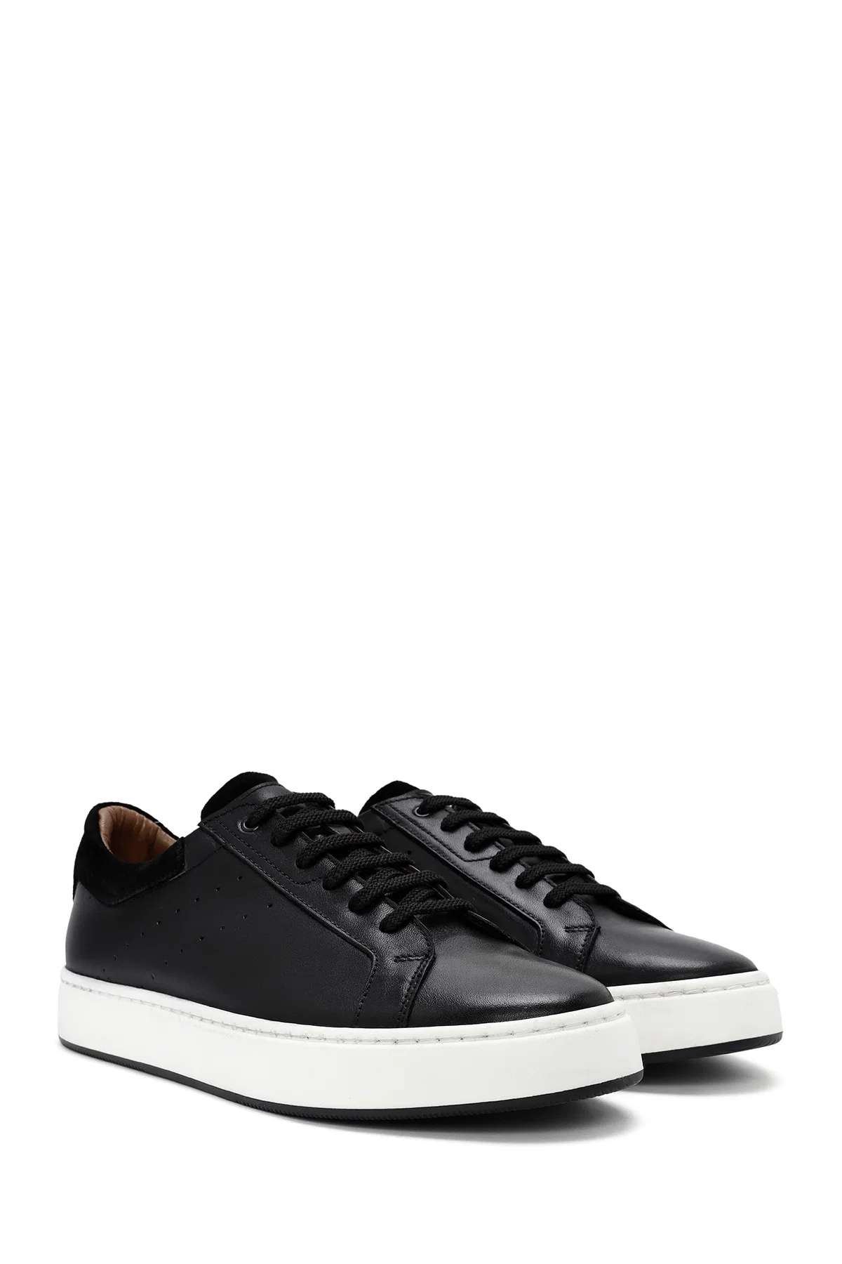 Erkek Siyah Bağcıklı Deri Sneaker - Image 3