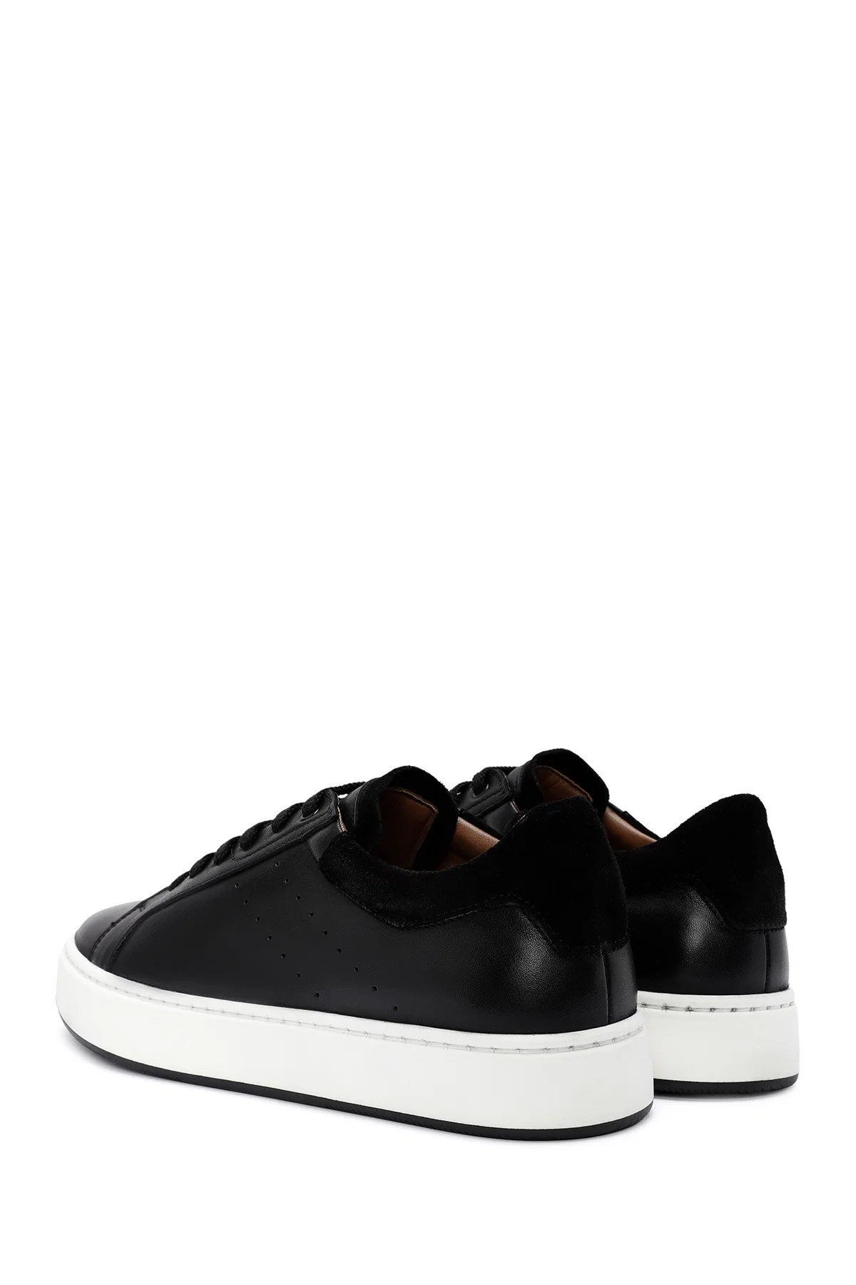 Erkek Siyah Bağcıklı Deri Sneaker - Image 5