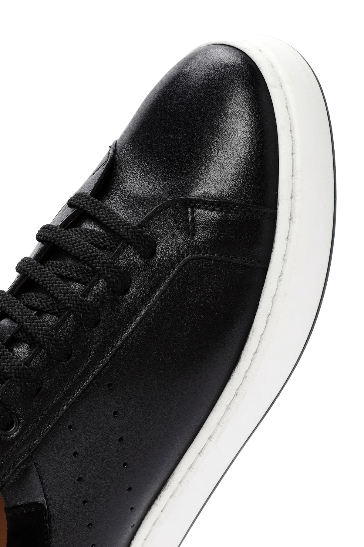 Erkek Siyah Bağcıklı Deri Sneaker - Image 9