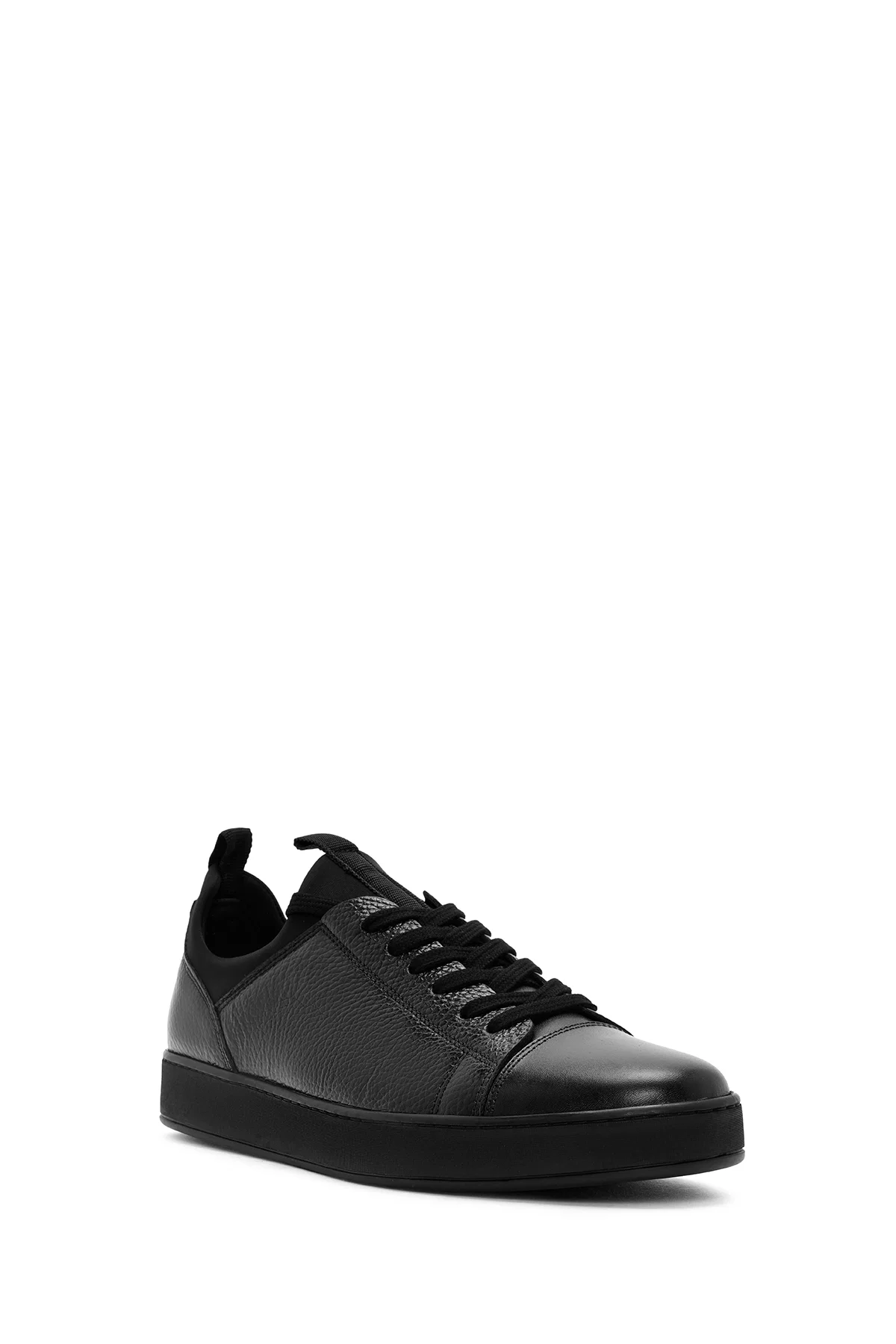 Erkek Siyah Bağcıklı Deri Sneaker - Image 6