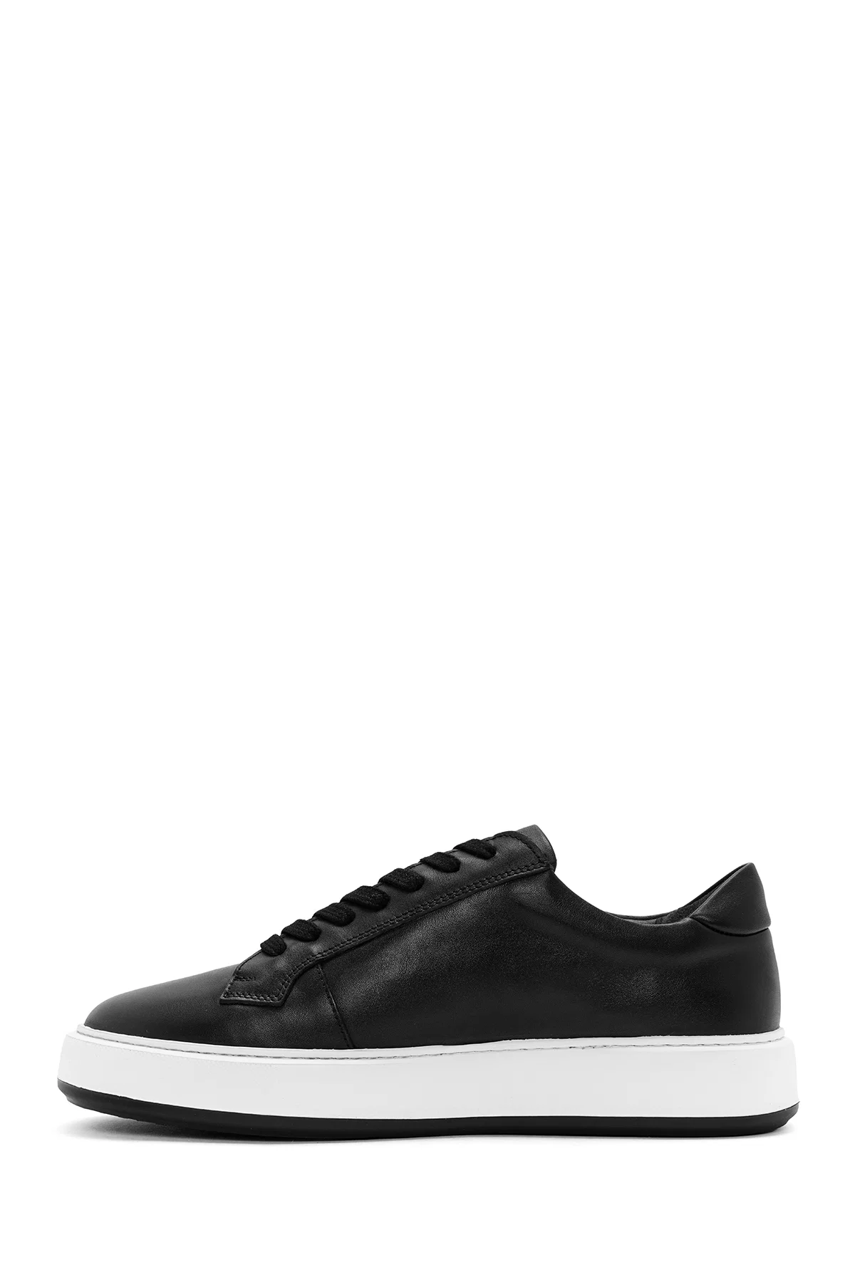 Erkek Siyah Bağcıklı Deri Sneaker - Image 2