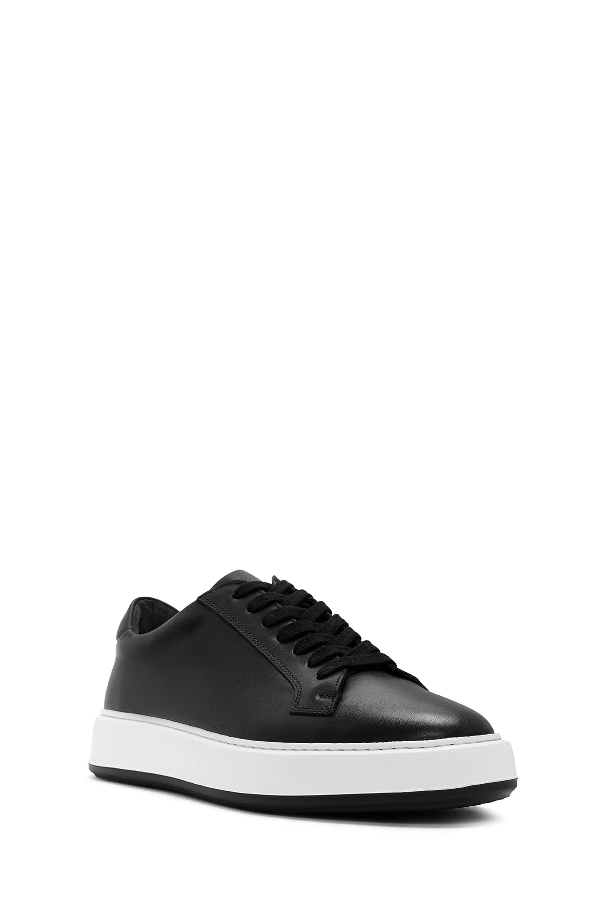 Erkek Siyah Bağcıklı Deri Sneaker - Image 6