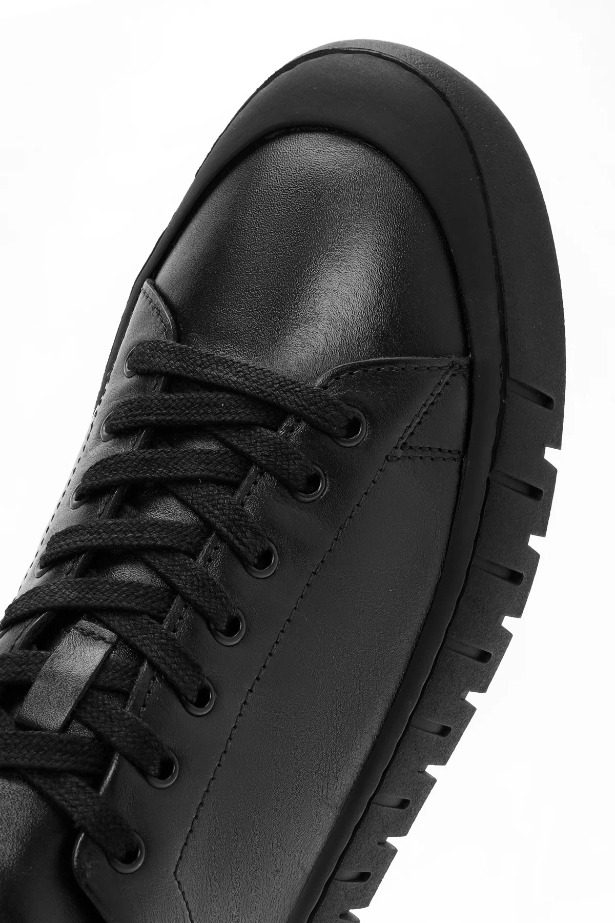Erkek Siyah Bağcıklı Deri Sneaker - Image 10